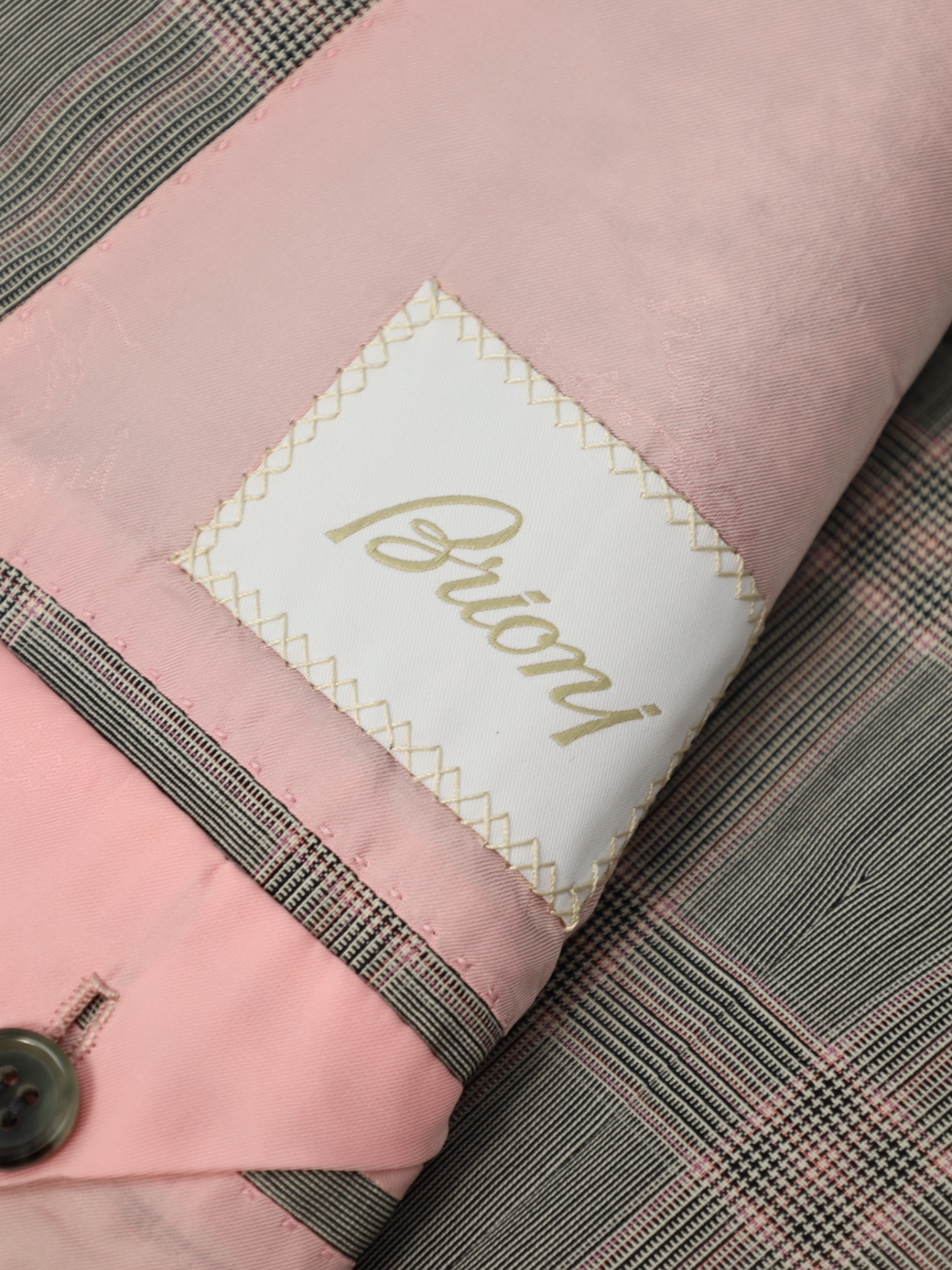 Brioni Light Grey and Pink Super 150's Glenplaid Suit