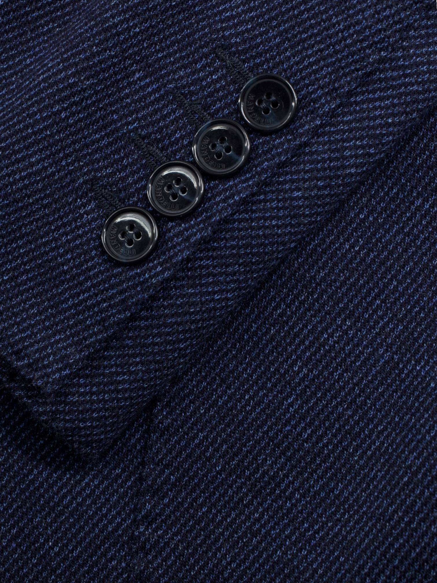 Mandelli Blue Wool & Cotton "Cotton-Way" Knitted Twill Jacket