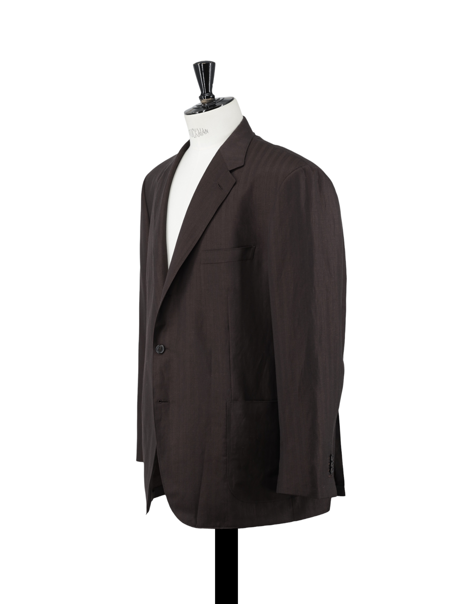 Brioni Chocolate Brown Linen & Wool Herringbone Parlamento Jacket