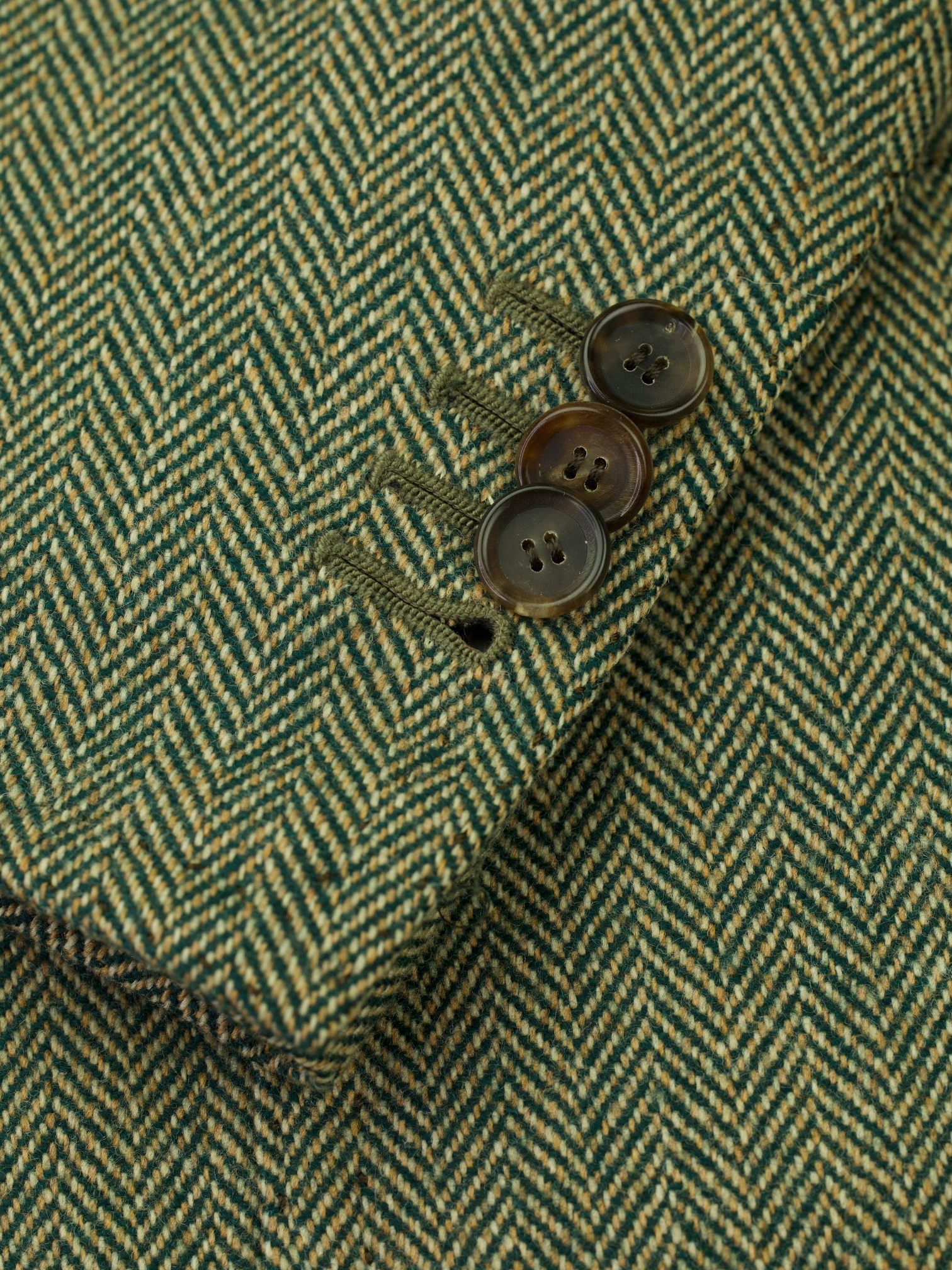 Cesare Attolini Moss Green Wool & Cashmere Tweed Herringbone Jacket