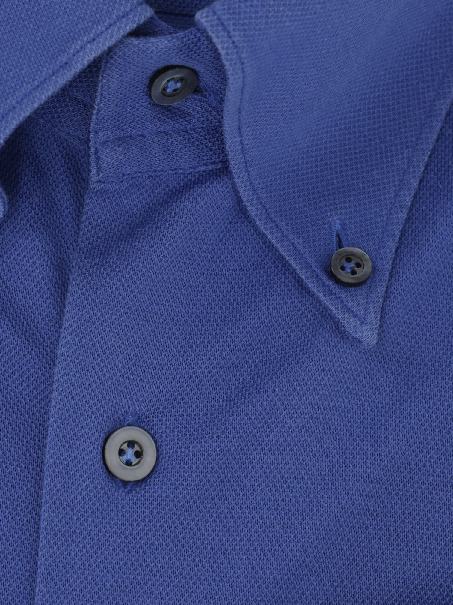 Fray Azure Blue Cotton Piqué Knitted Button-Down Shirt