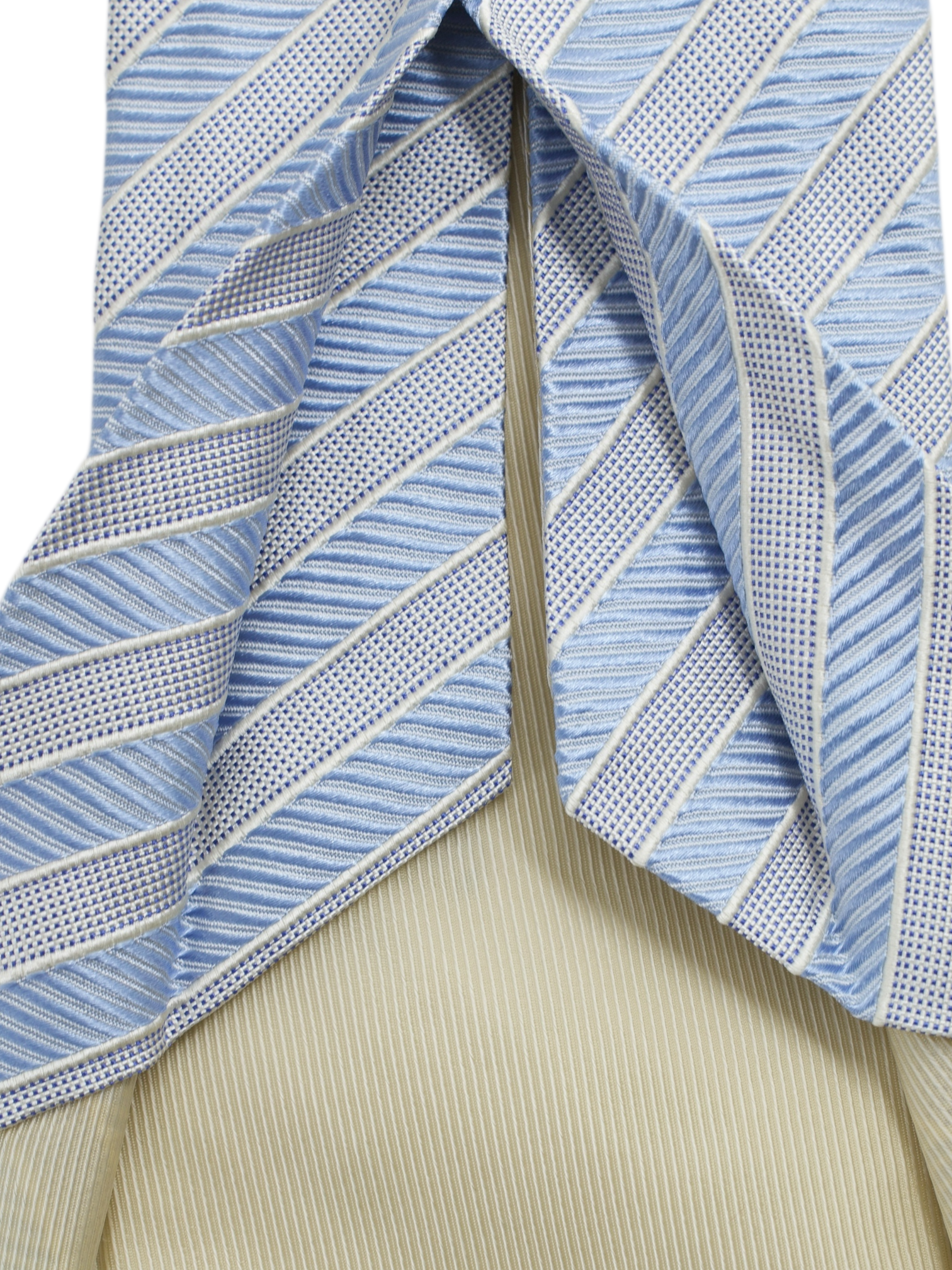 Luigi Borrelli 5-Fold Light Grey & Blue Silk Jacquard Striped Tie
