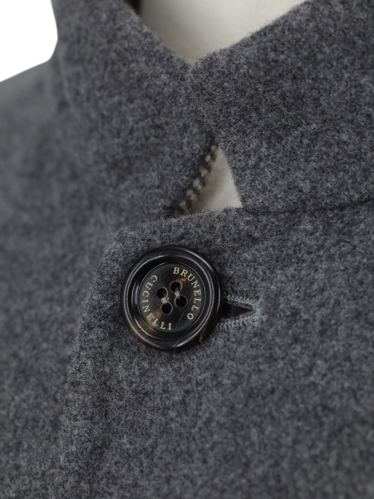 Brunello Cucinelli Grey Wool & Cashmere Tubular-Collar Jacket
