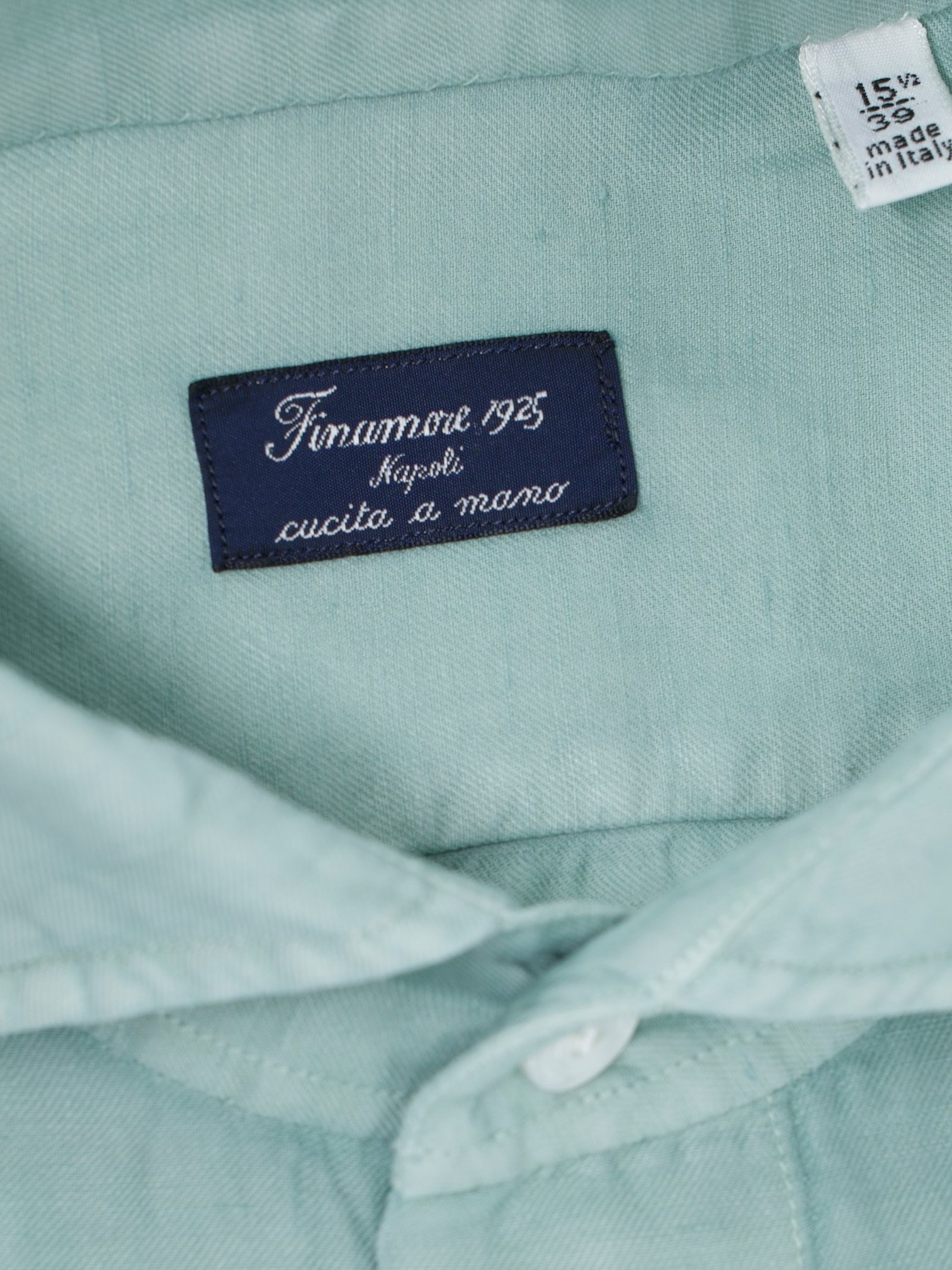 Finamore Mint Green Linen & Cotton "Carlo RIva" Summer Shirt
