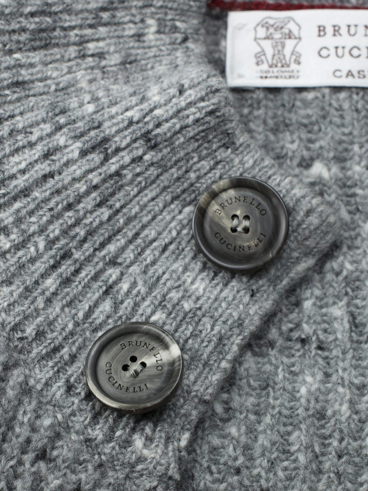 Brunello Cucinelli Grey Wool, Cashmere & Stretch Bouclé Cardigan