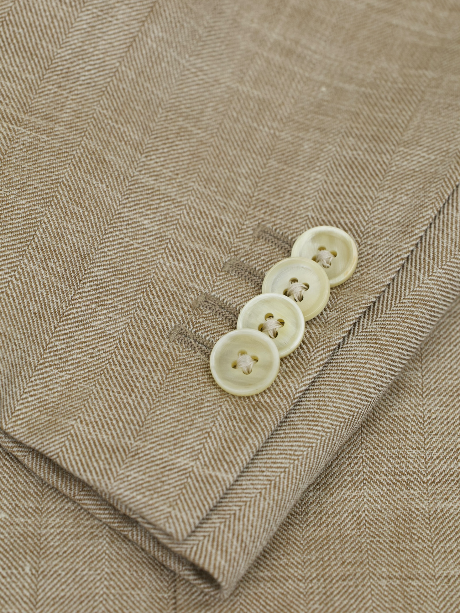Caruso Beige Wool, Silk & Linen Herringbone "Aida" Summer Jacket