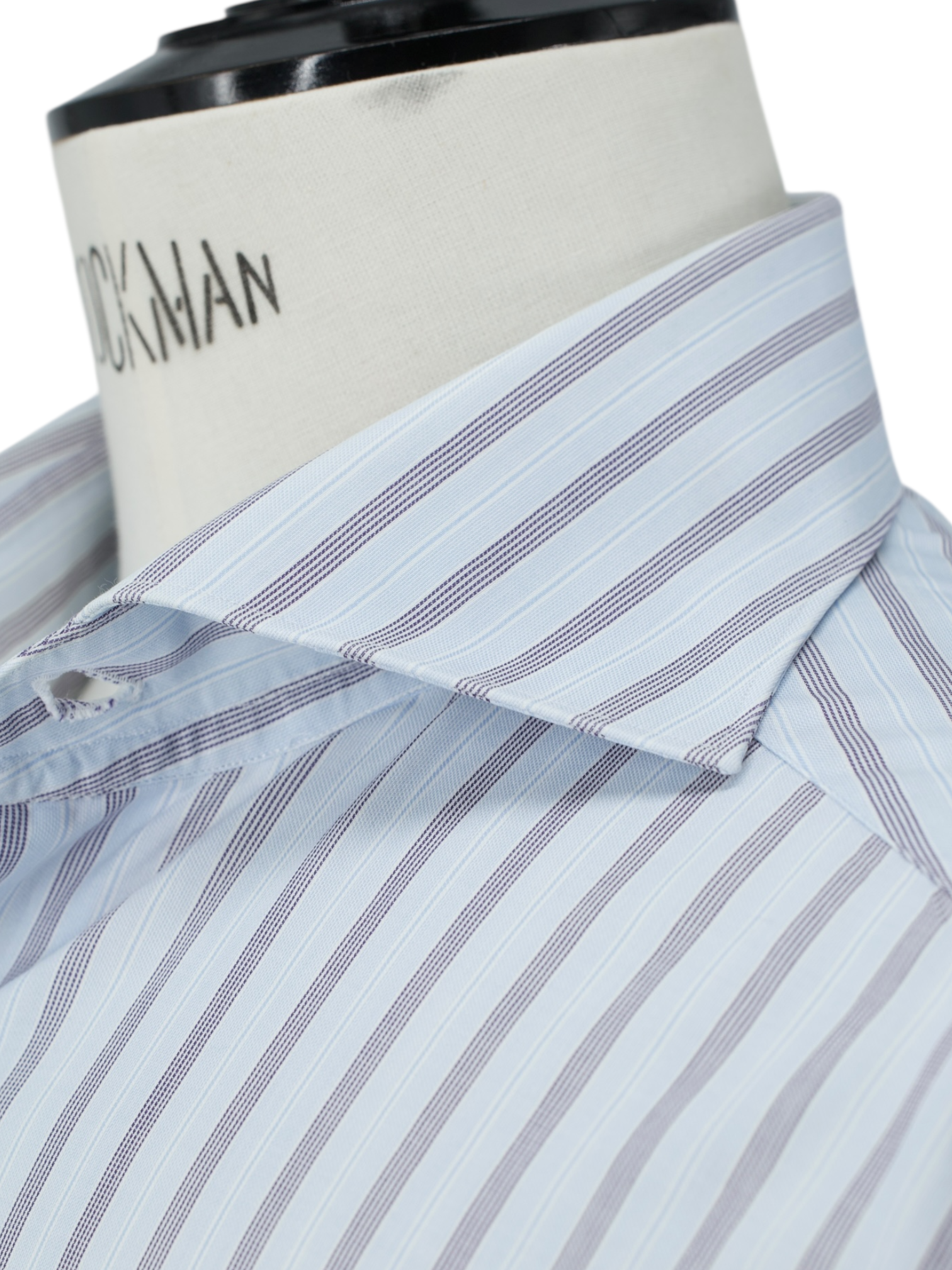 Fray Light Blue Fine-Cotton Vintage Stripes Shirt