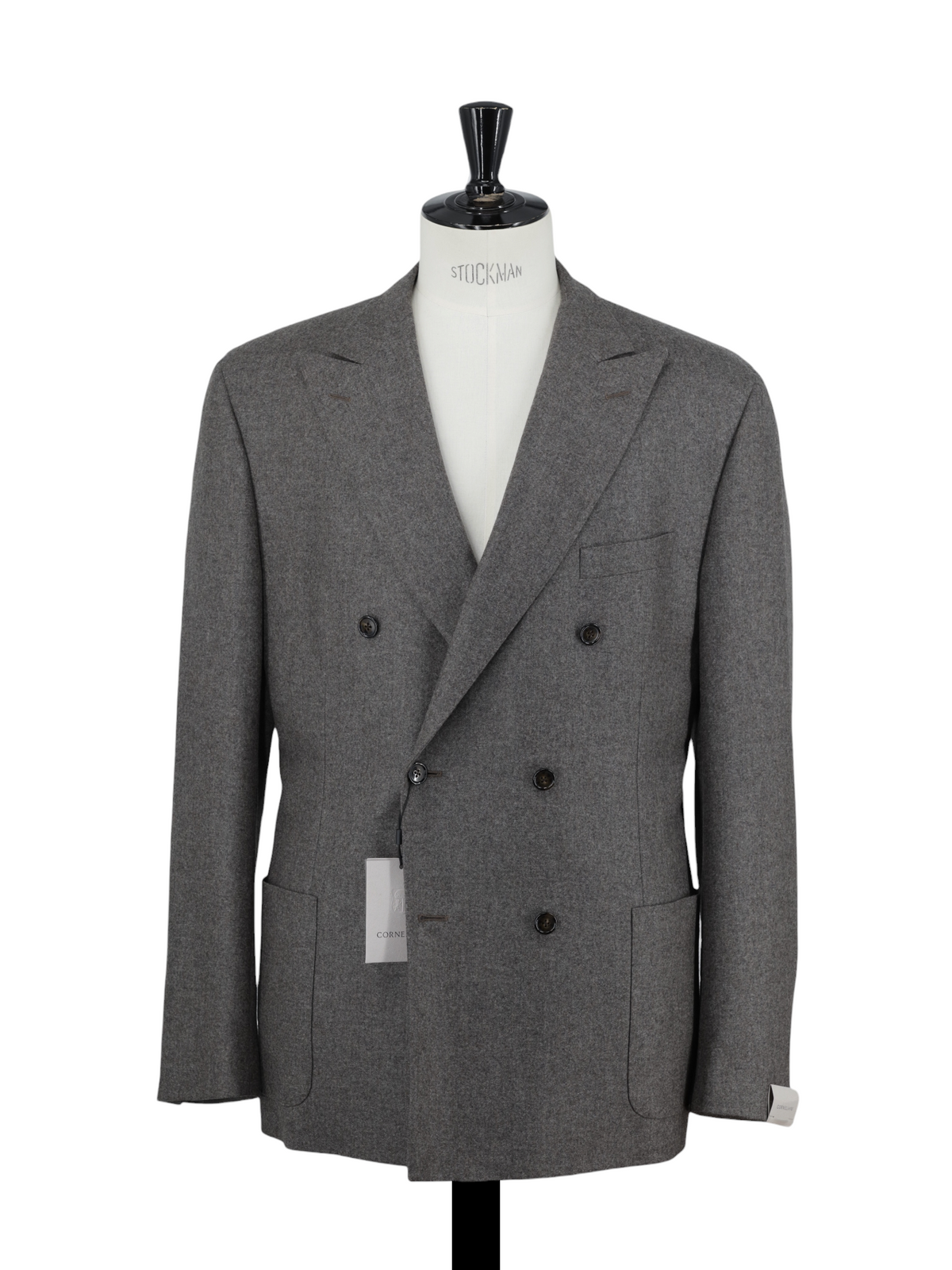 Corneliani Warm Grey Double-Breasted 18.75-Micron Wool Gate Jacket