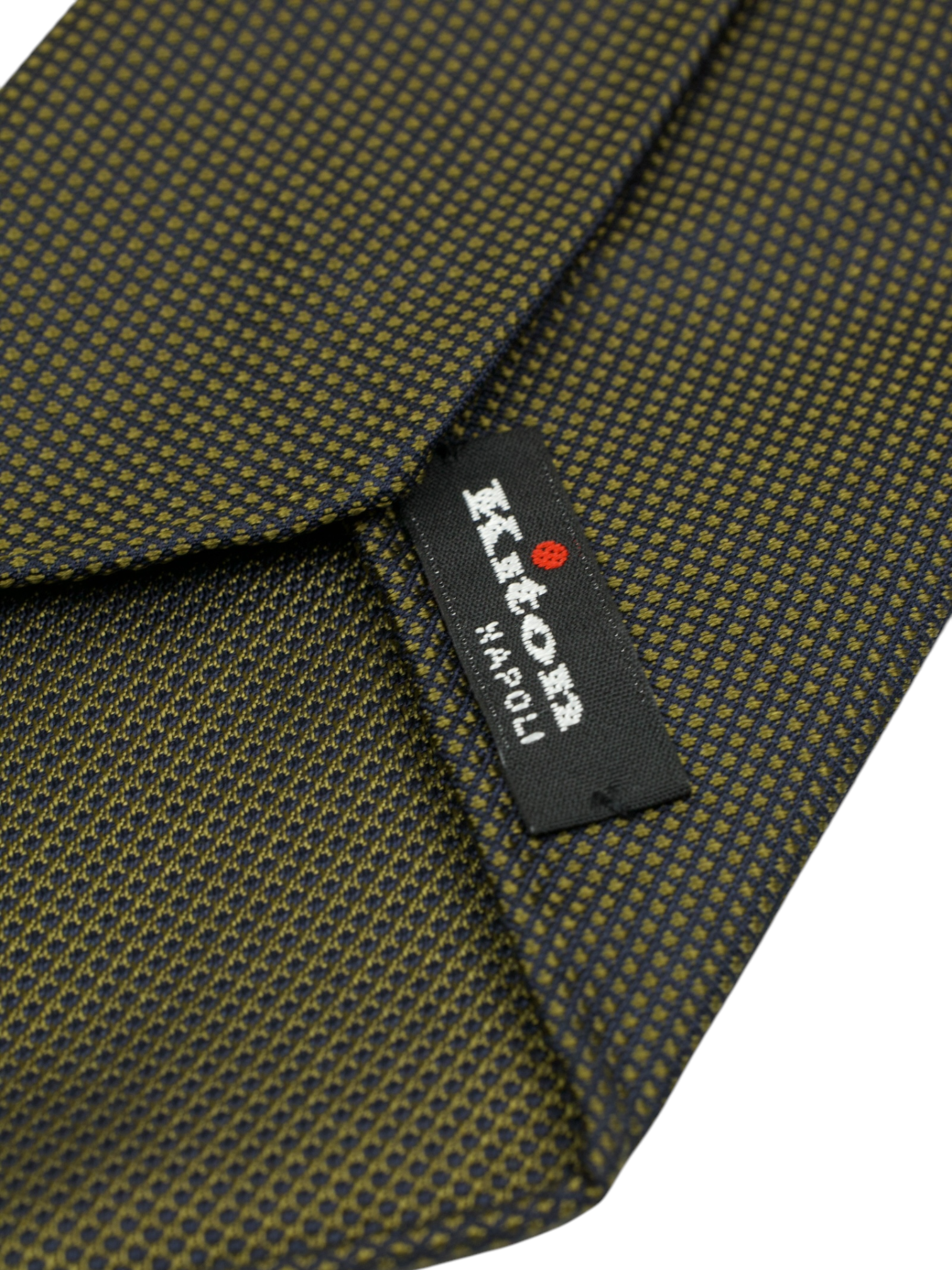 Kiton 5-Fold Dark Taupe Handrolled Silk Micro-Pattern Tie