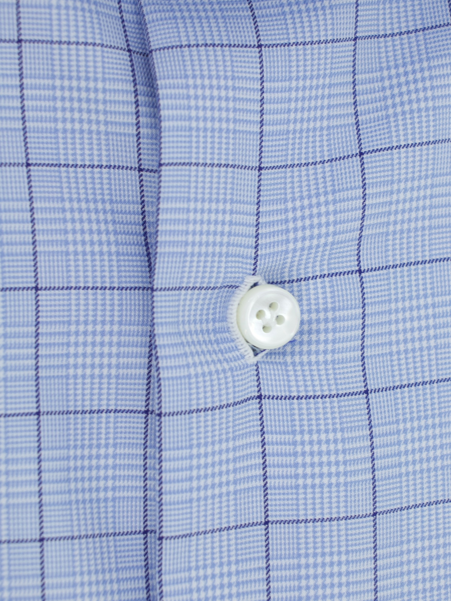 Luigi Borrelli Blue Heavyweight Cotton Prince of Wales Shirt