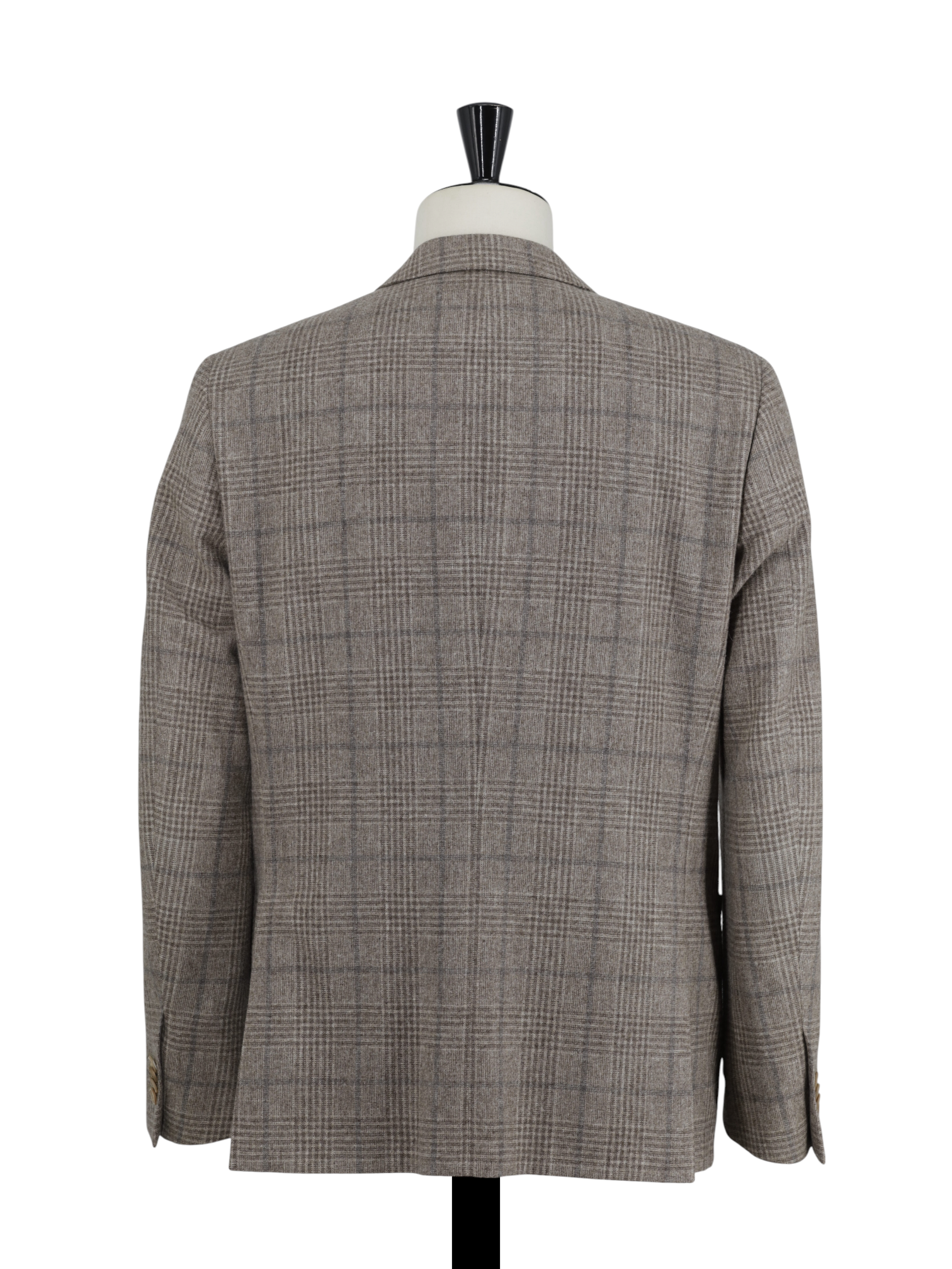 Corneliani Light Brown & Blue Wool-Cashmere Checkered Jacket