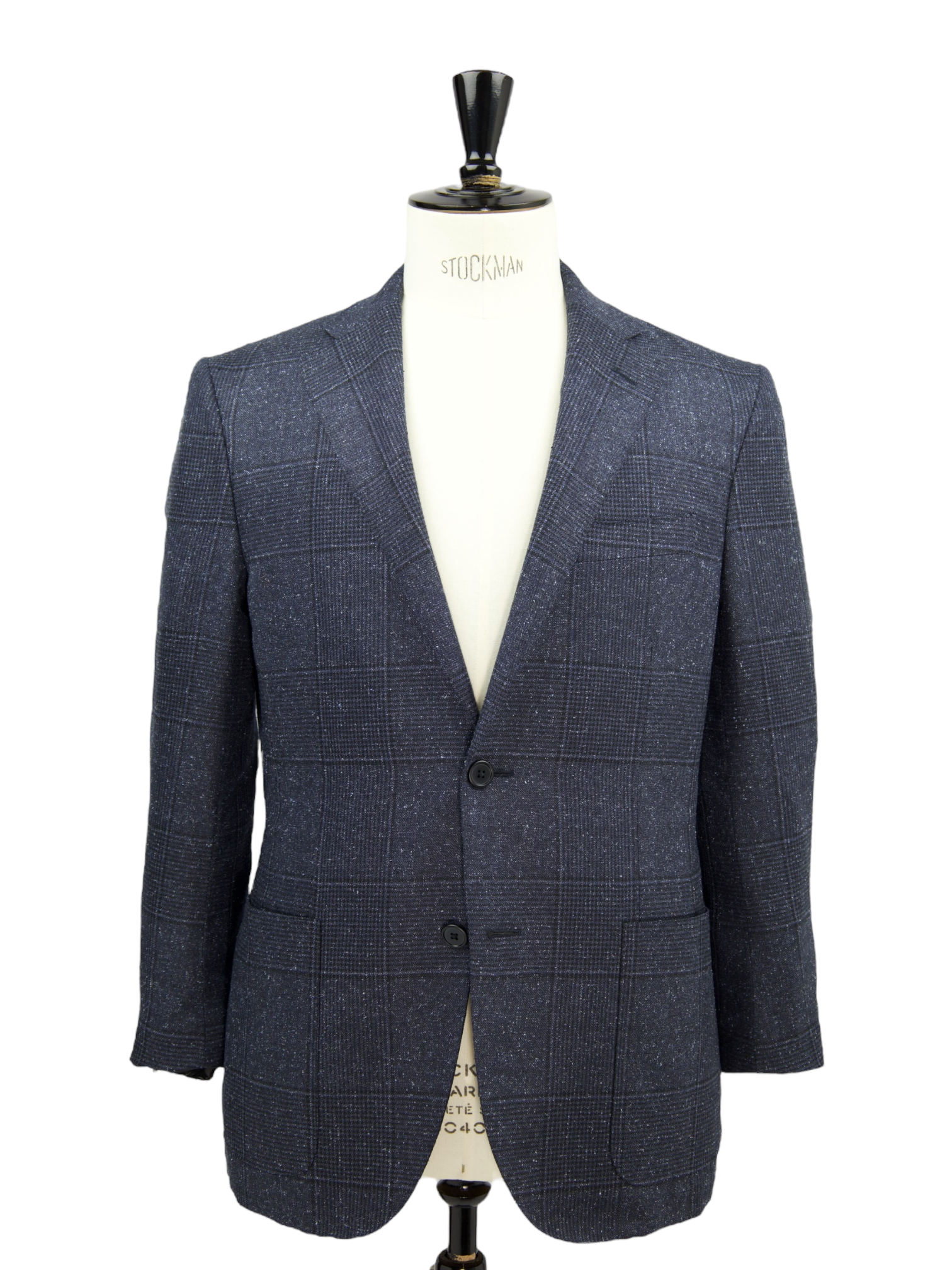 Corneliani Blue Wool & Silk Donegal Check Jacket