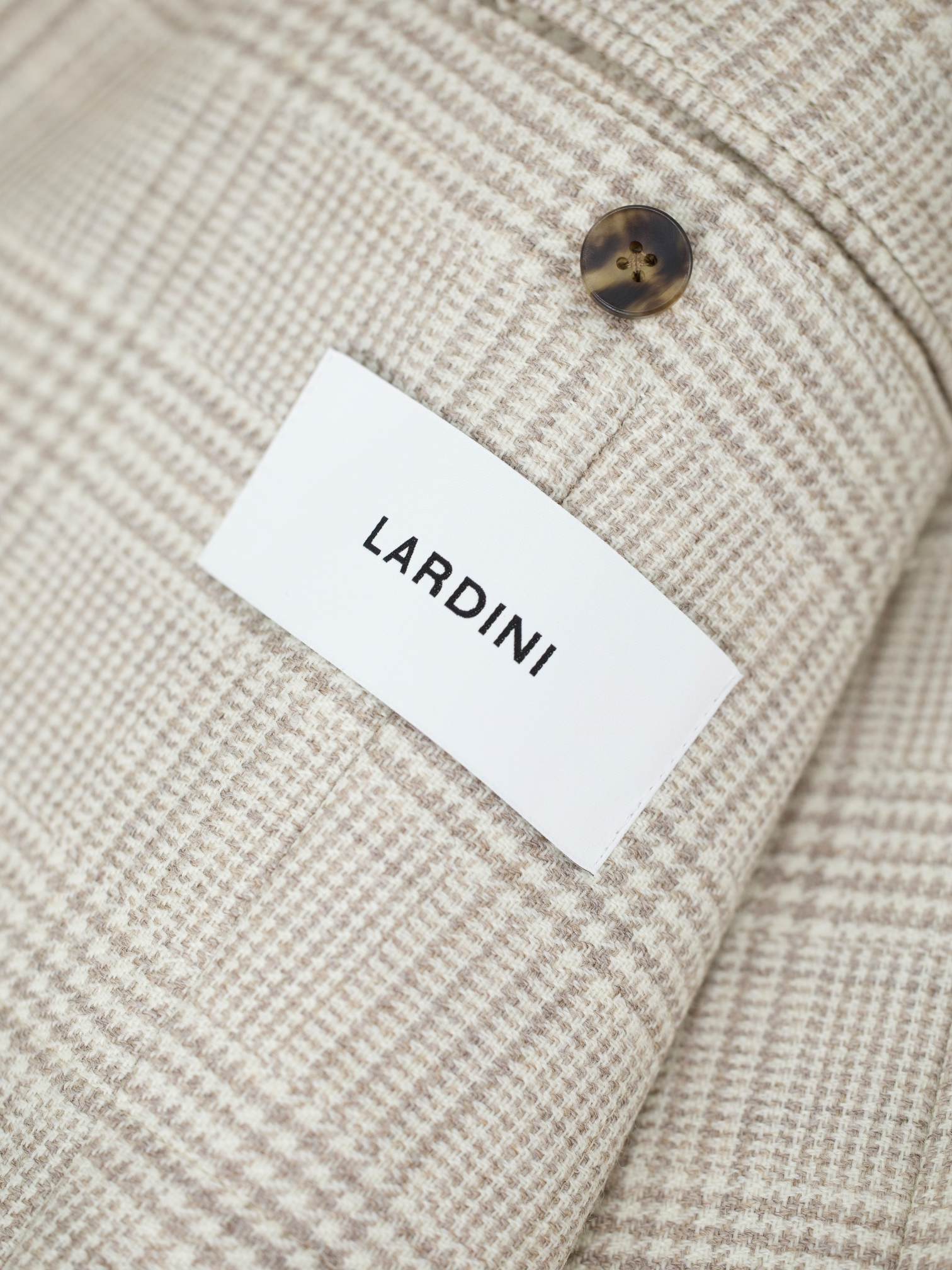 Lardini Taupe High-Twist Wool Prince of Wales Jacket