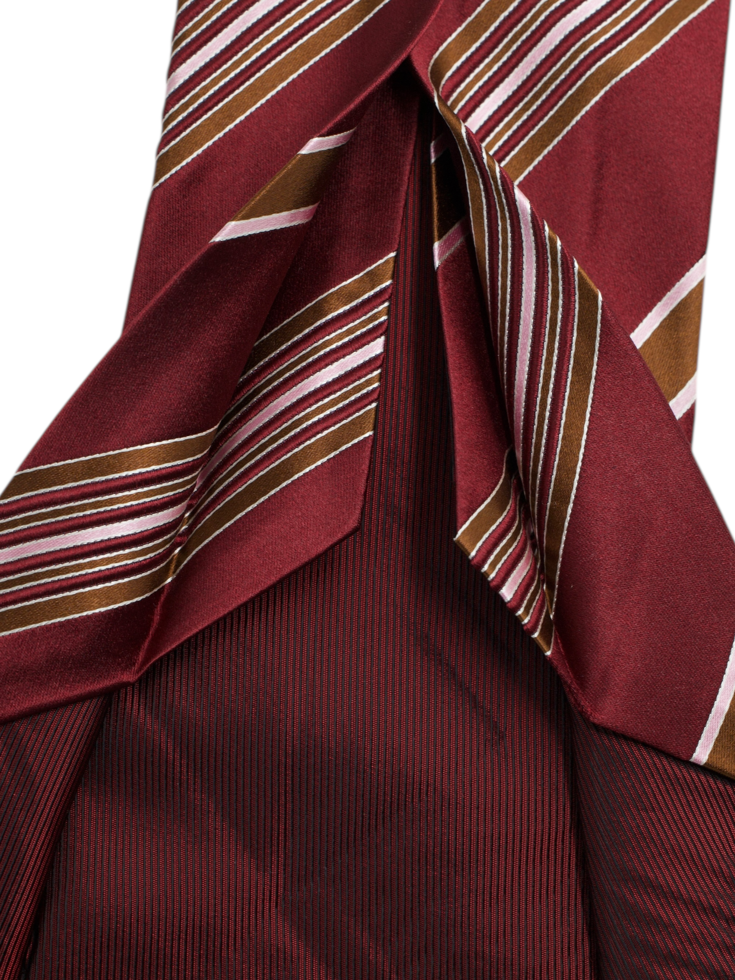 Luigi Borrelli 5-Fold Wine Red & Pink Multi-Striped Business Tie