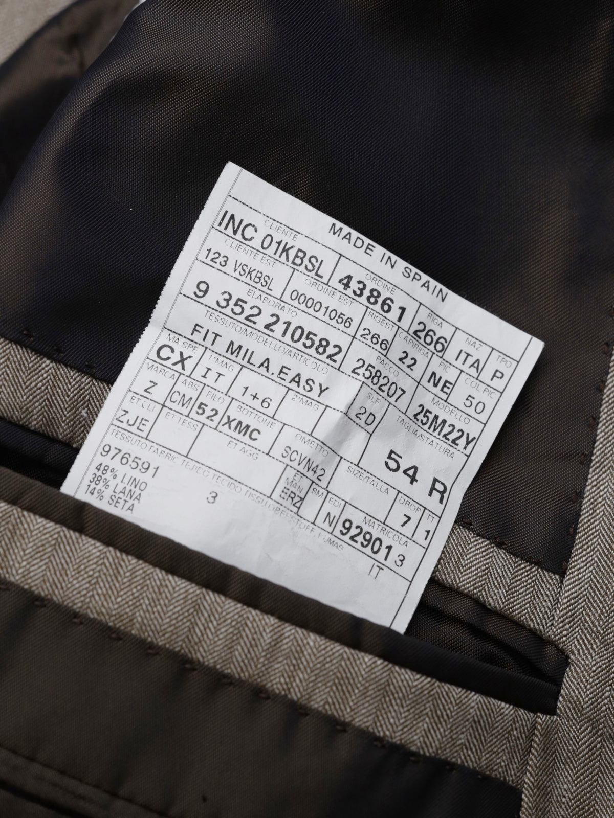 Ermenegildo Zegna Taupe Linen, Wool & Silk "Crossover" Herringbone Suit