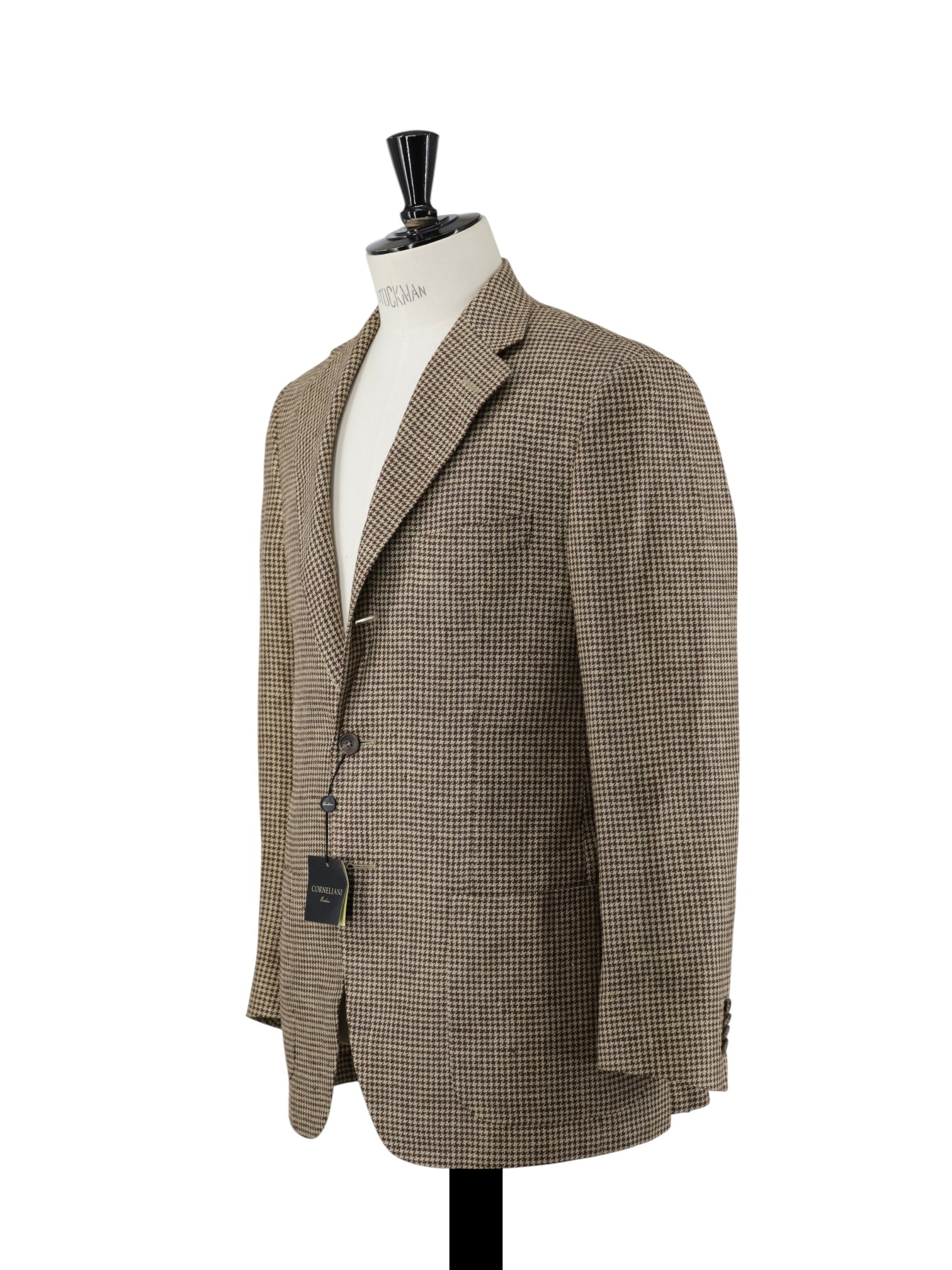 Corneliani Light Brown Silk & Linen Houndstooth Jacket
