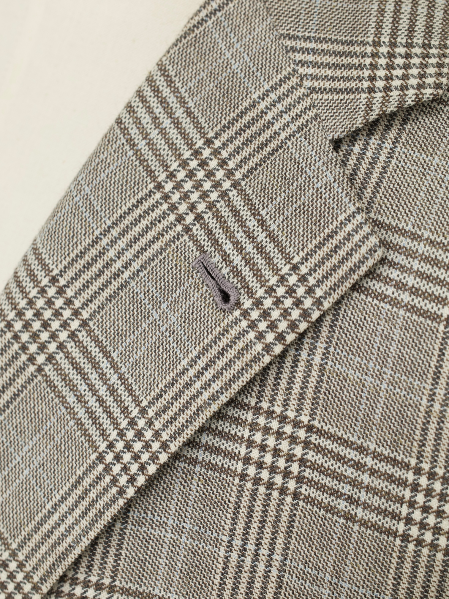 Orazio Luciano Taupe Wool, Cashmere & Silk Prince of Wales Jacket