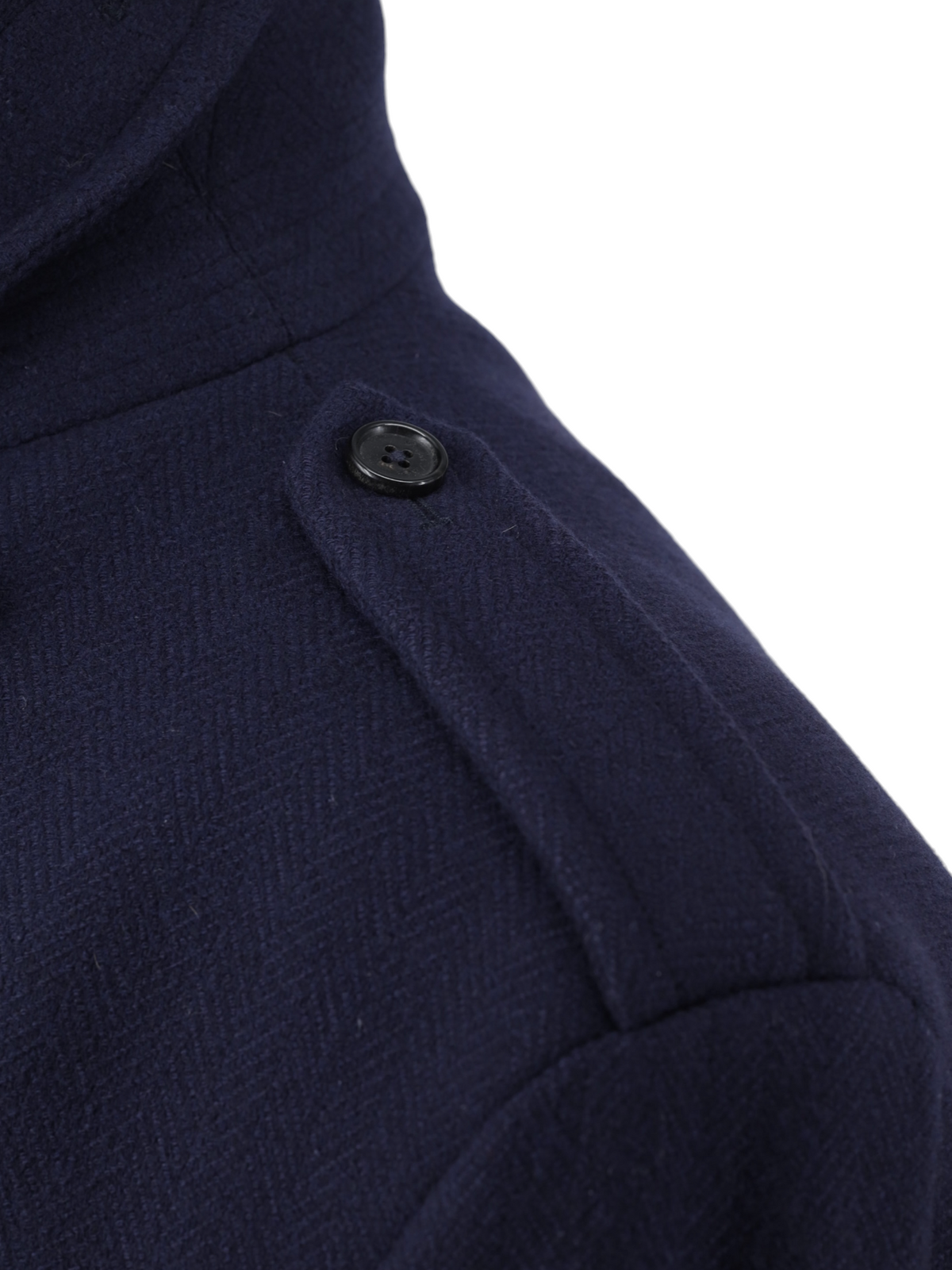 Ralph Lauren Purple Label Navy Wool Herringbone Italian-Made Peacoat