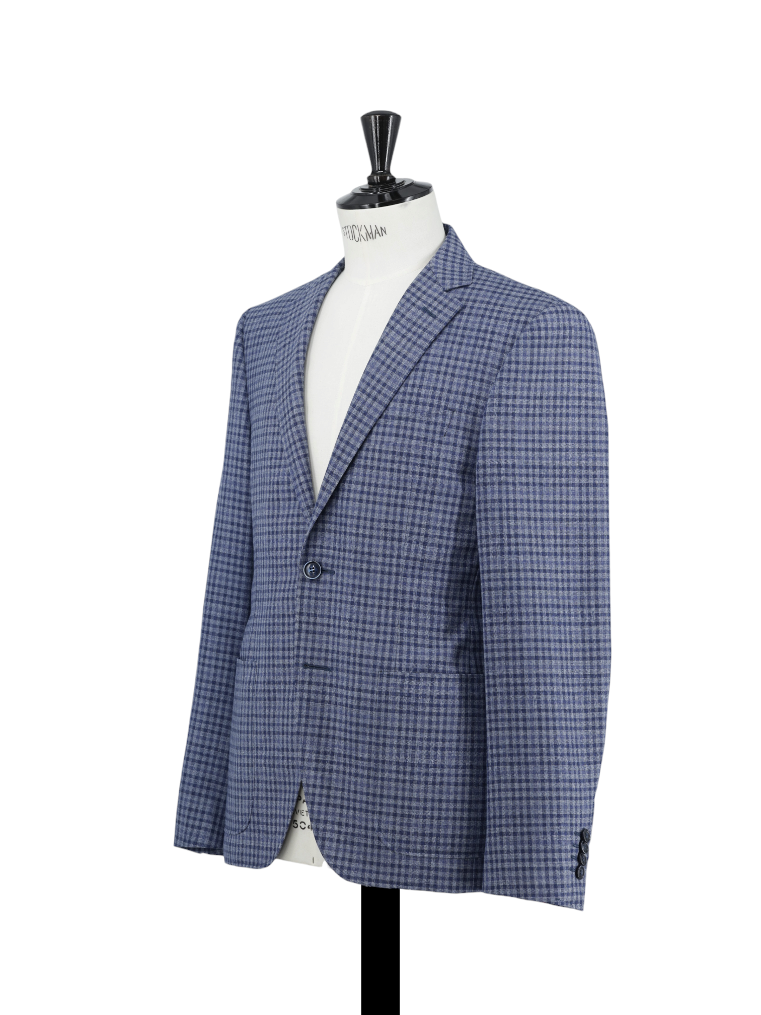 Canali Blue & Grey Lightweight-Wool Gingham-Check Jacket