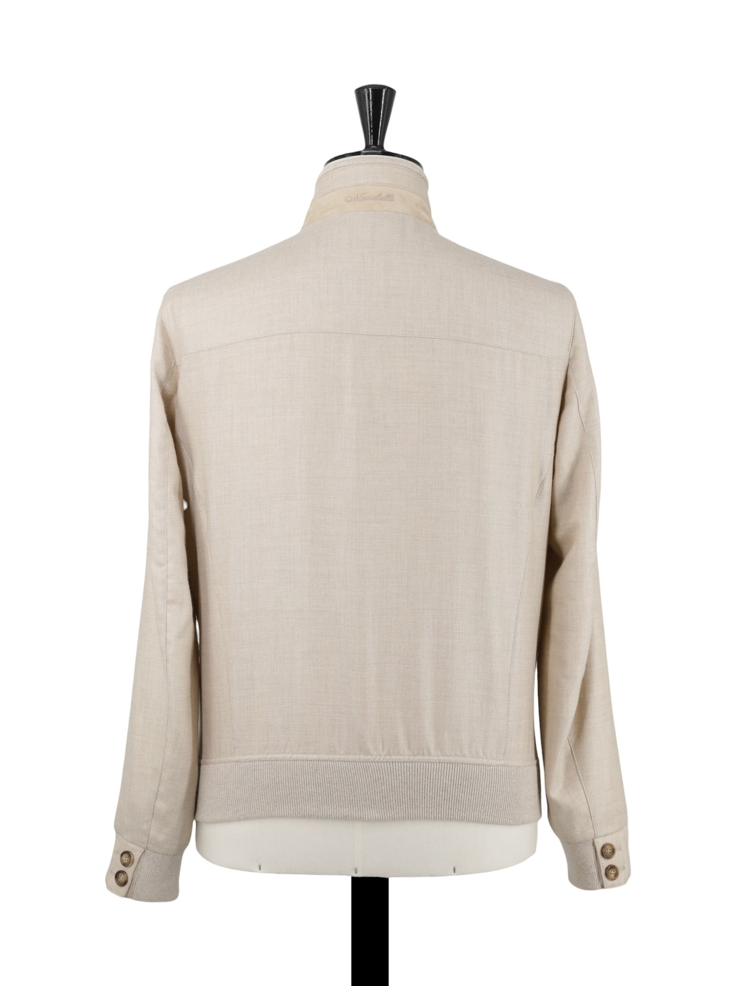 Mandelli Beige Cashmere & Silk Herringbone Bomberjacket