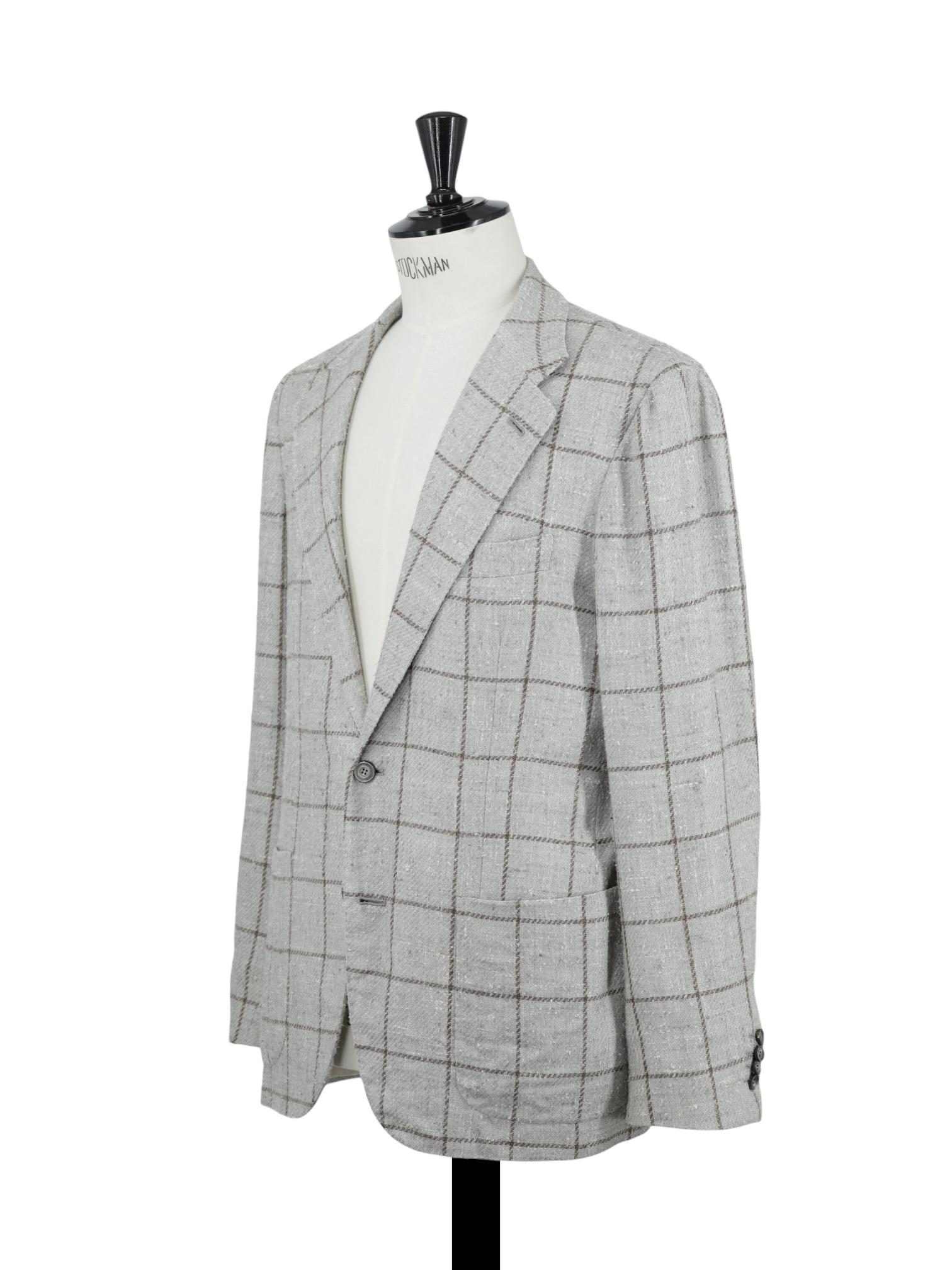Kiton Taupe & Lichtbruin Zijde & Fleece-Wol Windowpane Jasje