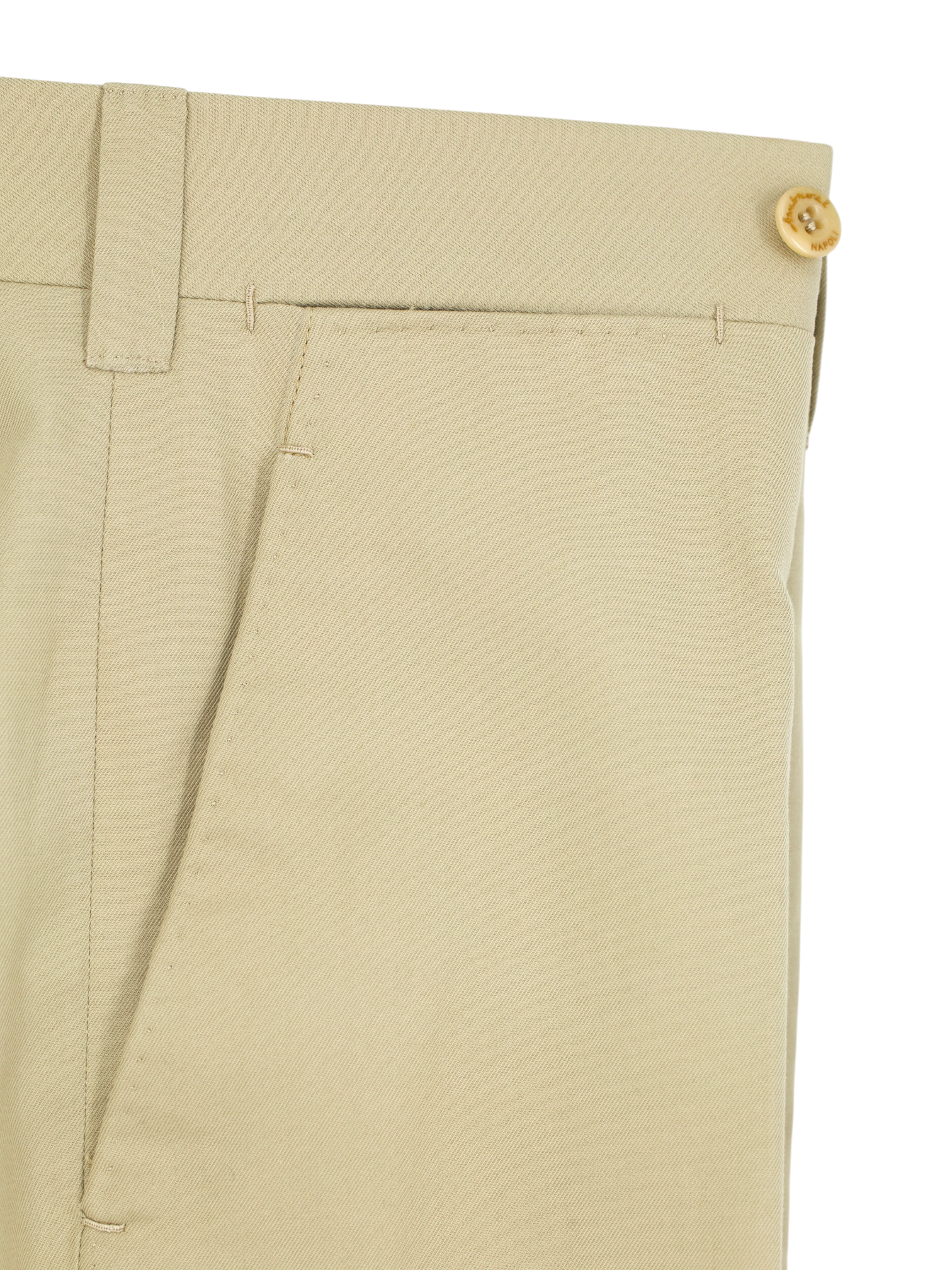 Ambrosi Beige Pure-Cotton Twill Sartorial Summer Trousers