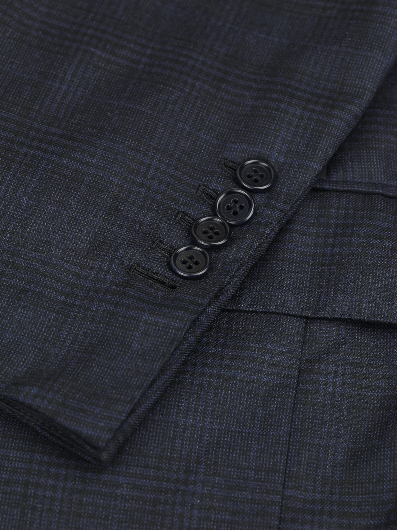 Kiton Navy Pure Cashmere Shadow-Glenplaid Suit