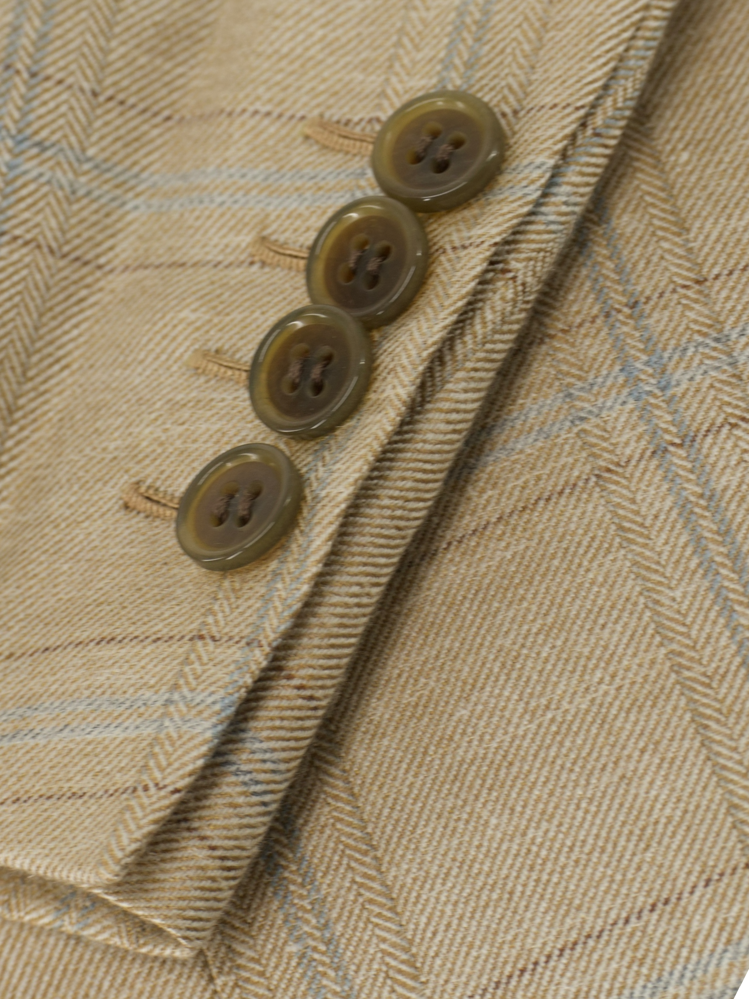 Brioni Beige Cashmere, Silk & Linen Windowpane Senato Jacket