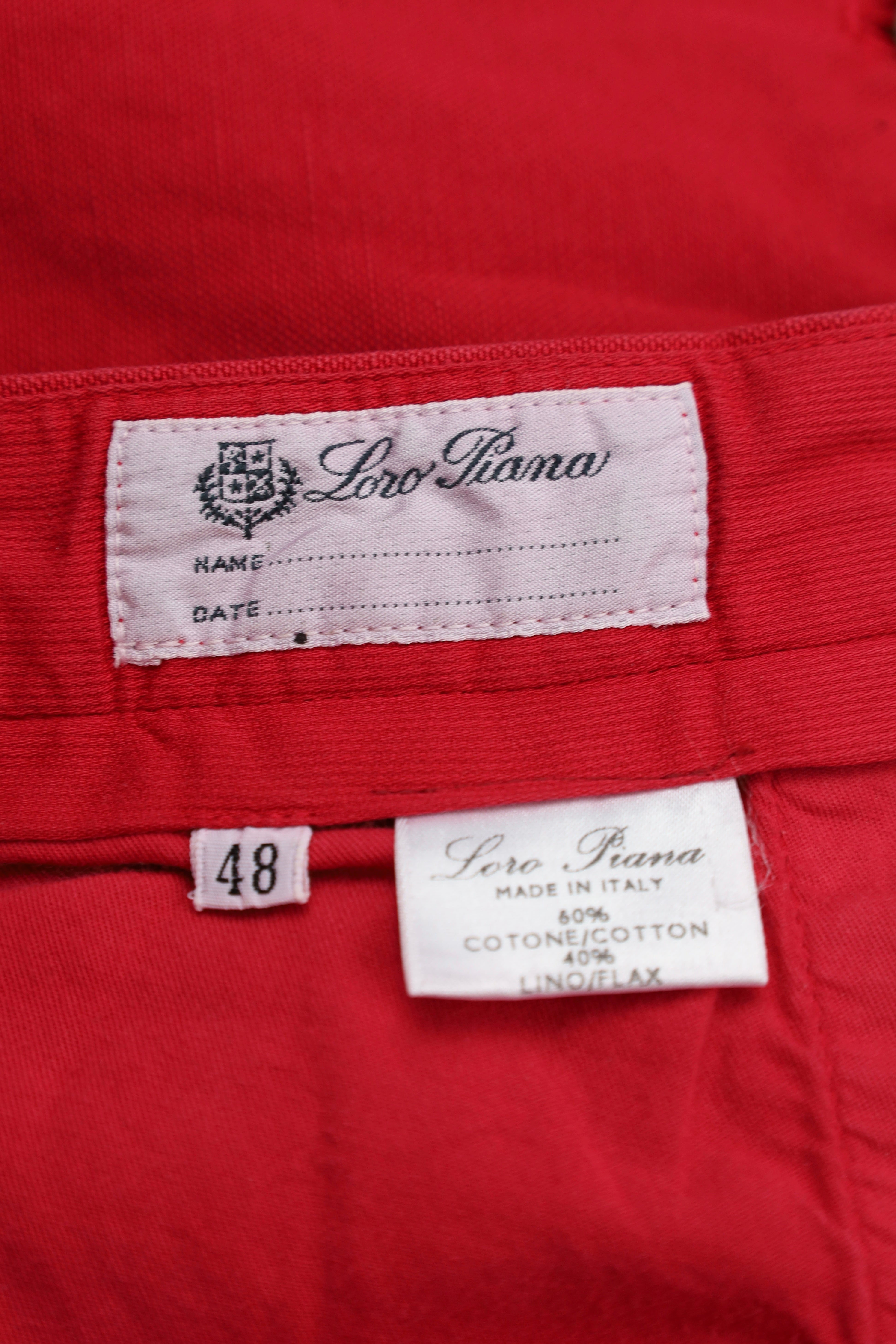 Loro Piana Red Cotton & Linen "Blaricum" Pleated Trousers