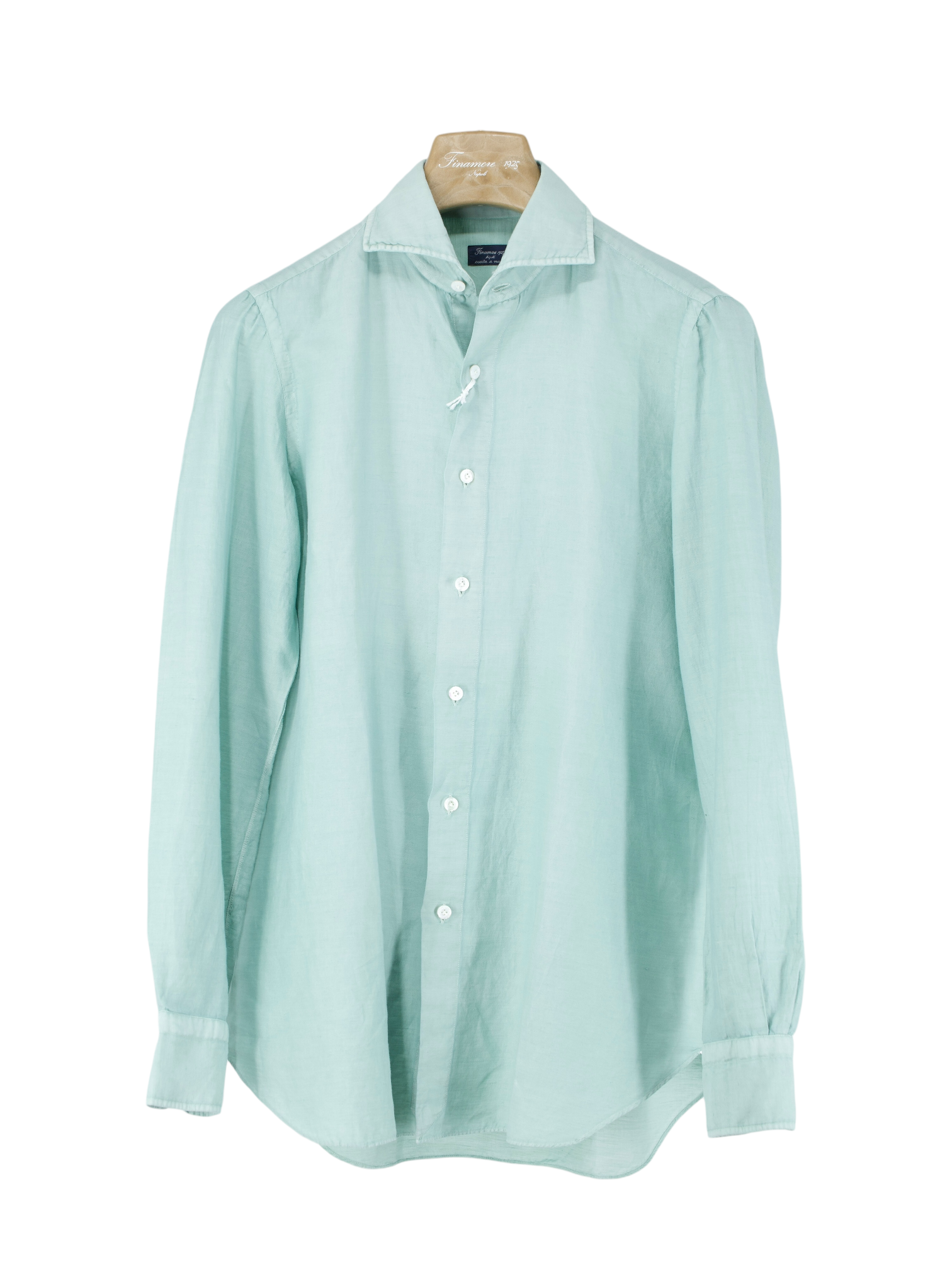 Finamore Mint Green Linen & Cotton "Carlo RIva" Summer Shirt