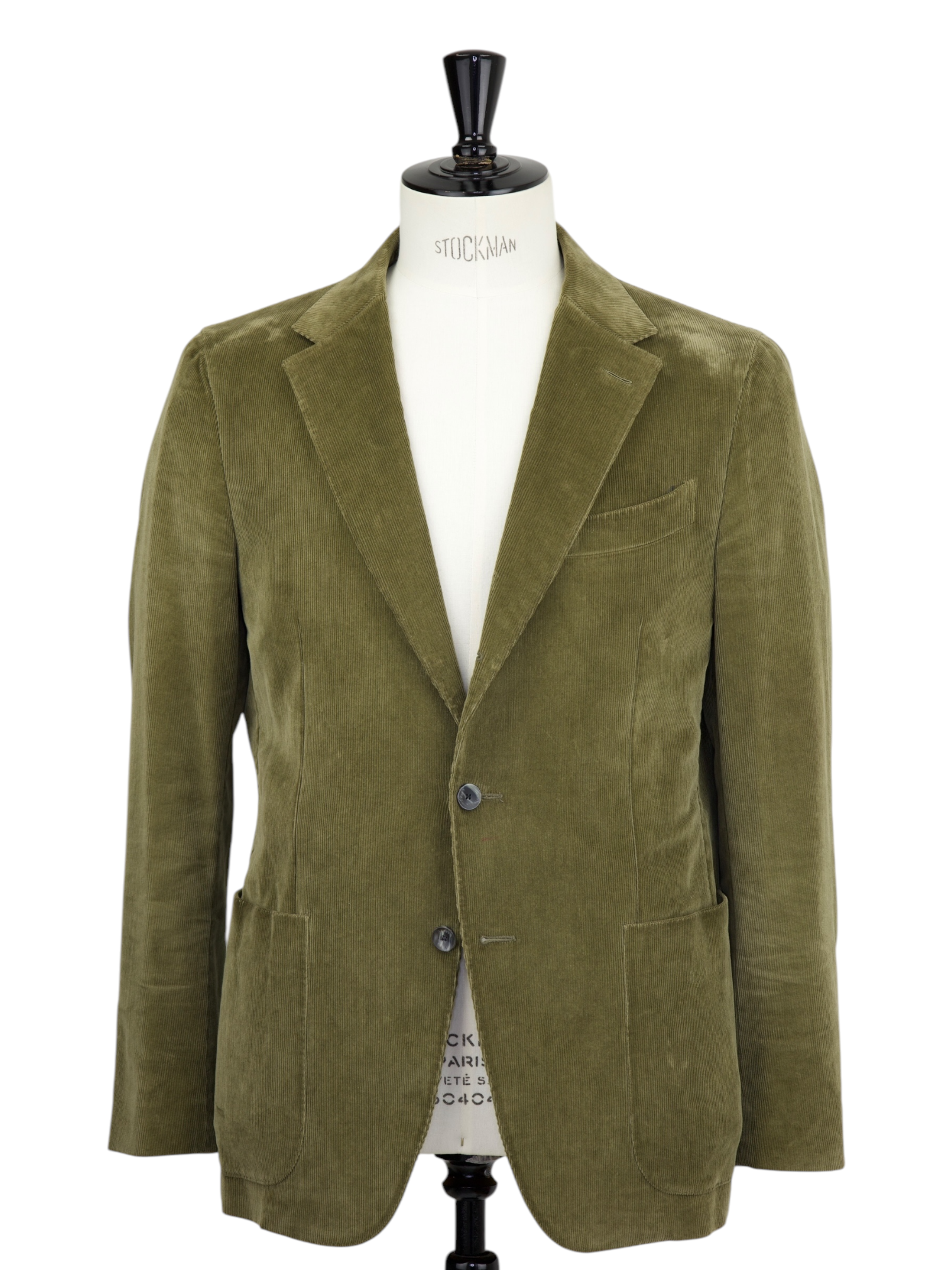 Caruso Dark Olive Green Cotton Needlecord Corduroy 