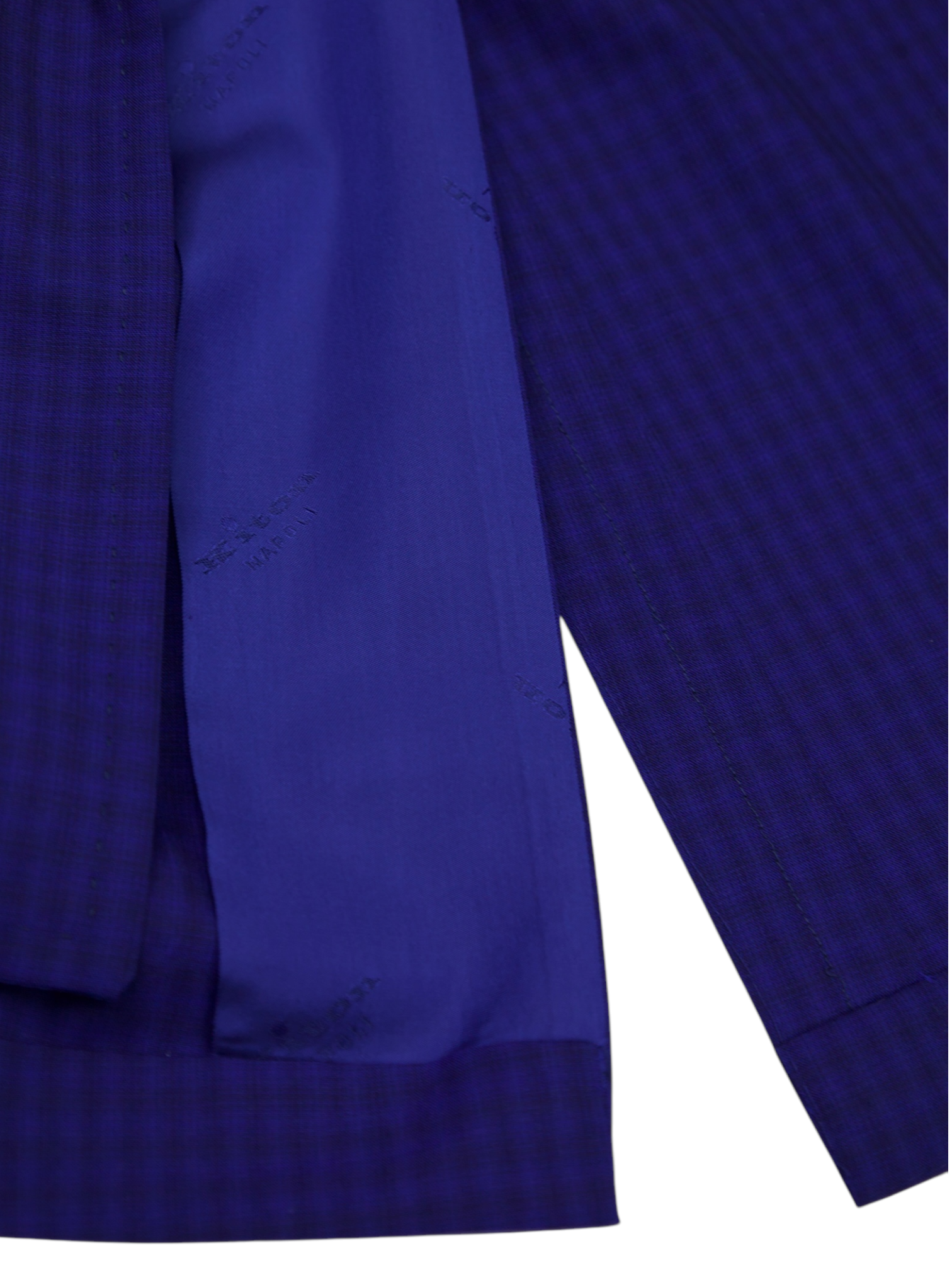 Kiton Bright Blue Fine Wool Gingham Check Suit