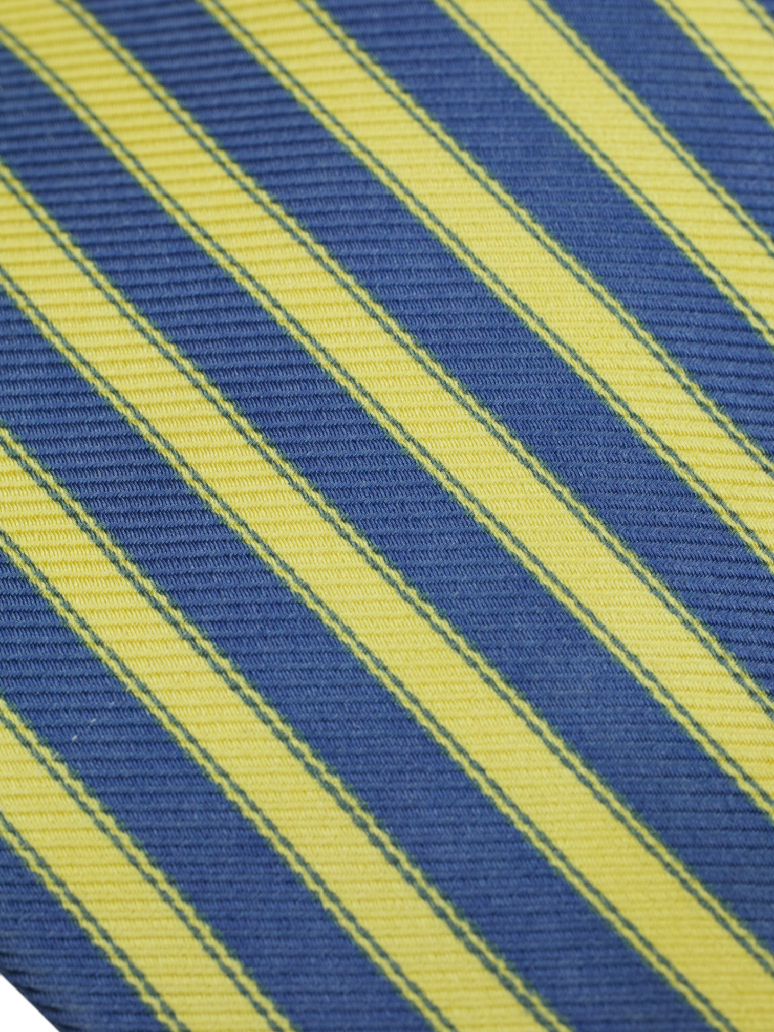 Kiton 5-Fold Steel Blue & Yellow Silk Striped Tie