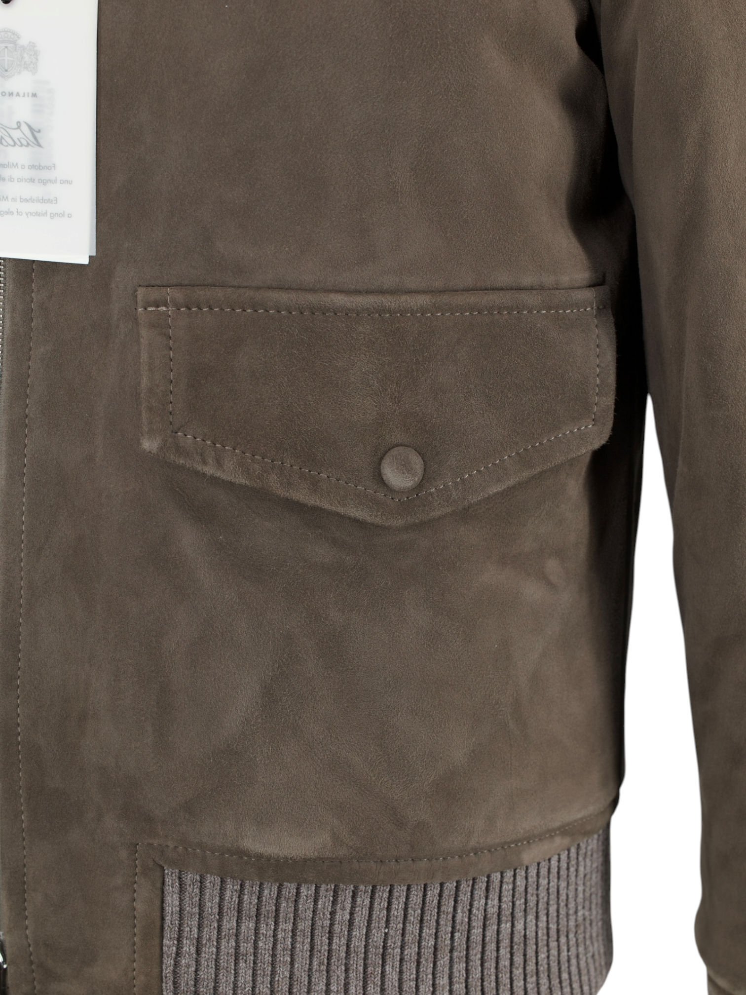 Valstar Warm Grey Lambskin-Suède Padded Bomber Jacket