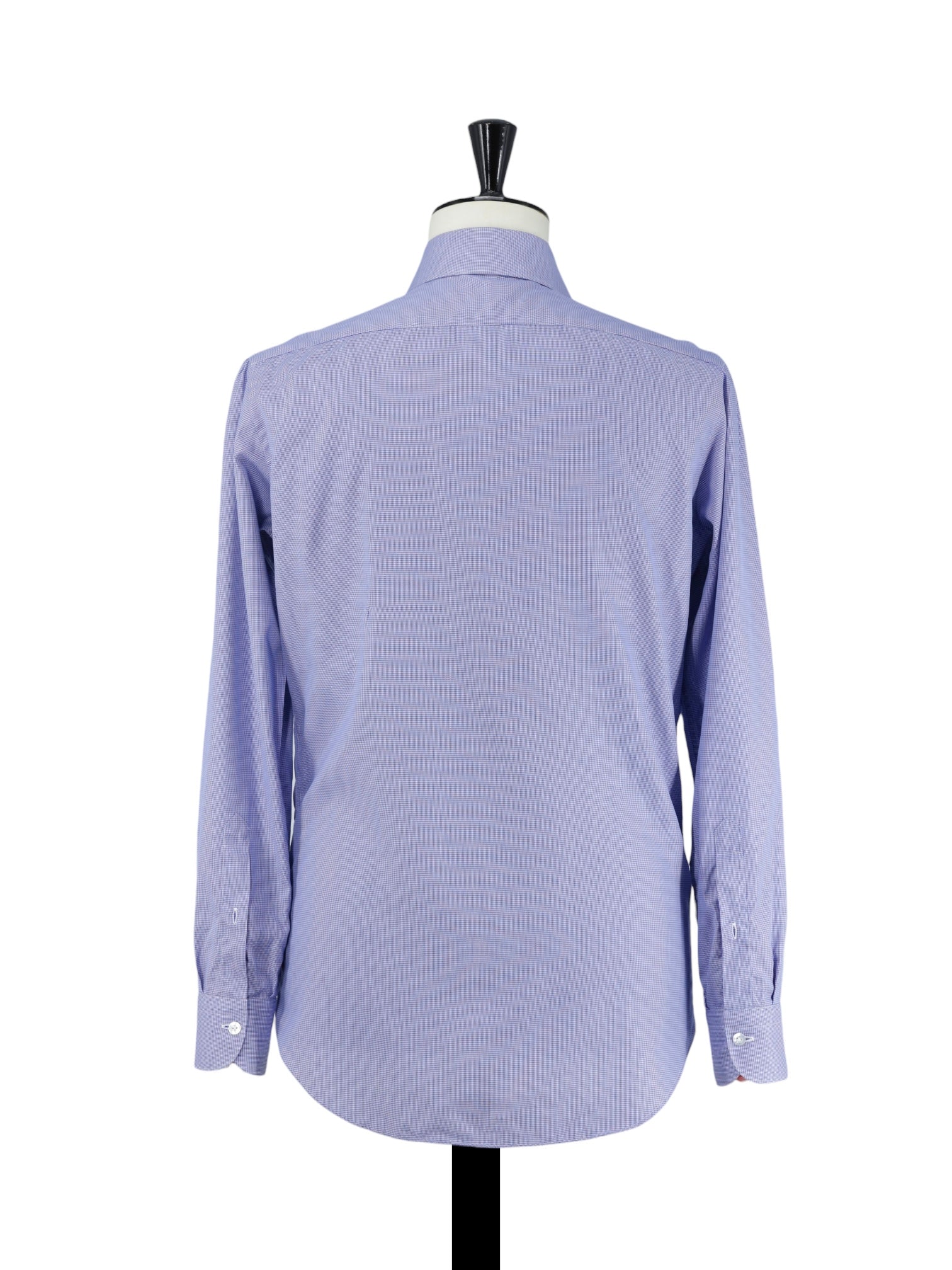 Fray Dark Blue Fine-Cotton Puppytooth Wide-Spread Collar Shirt