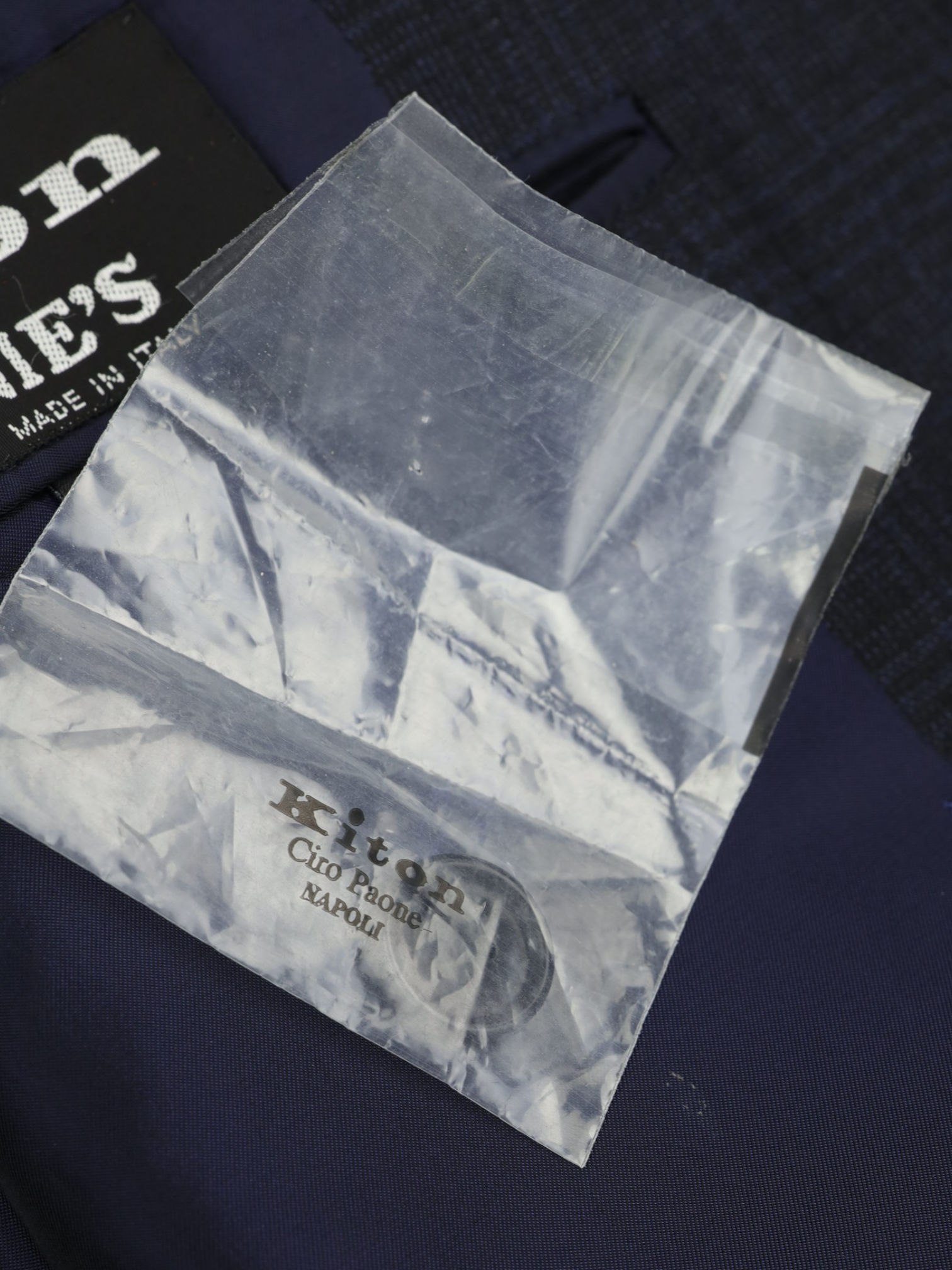 Kiton Navy Pure Cashmere Shadow-Glenplaid Suit