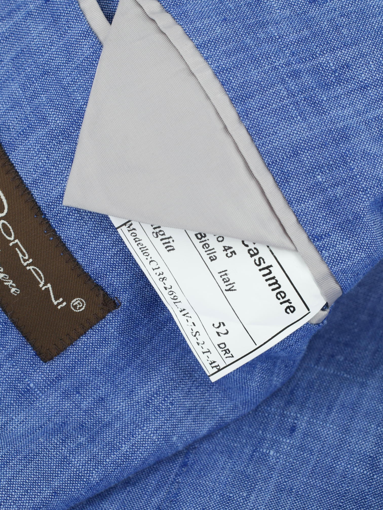 Doriani Cashmere Chambray Blue Pure Linen Melange Unconstructed Jacket