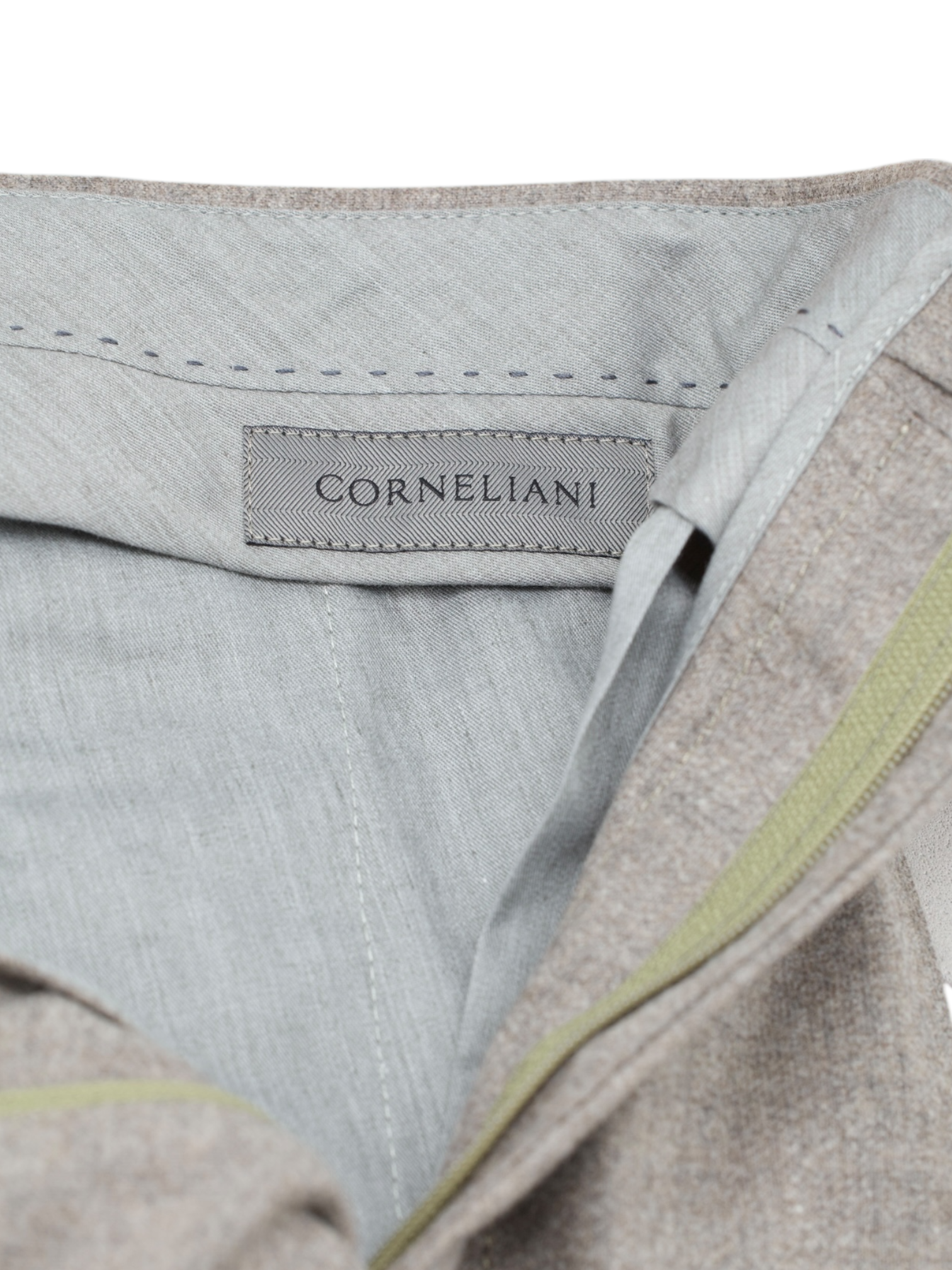 Corneliani Light Brown Wool, Cashmere & Stretch Pleated Trousers