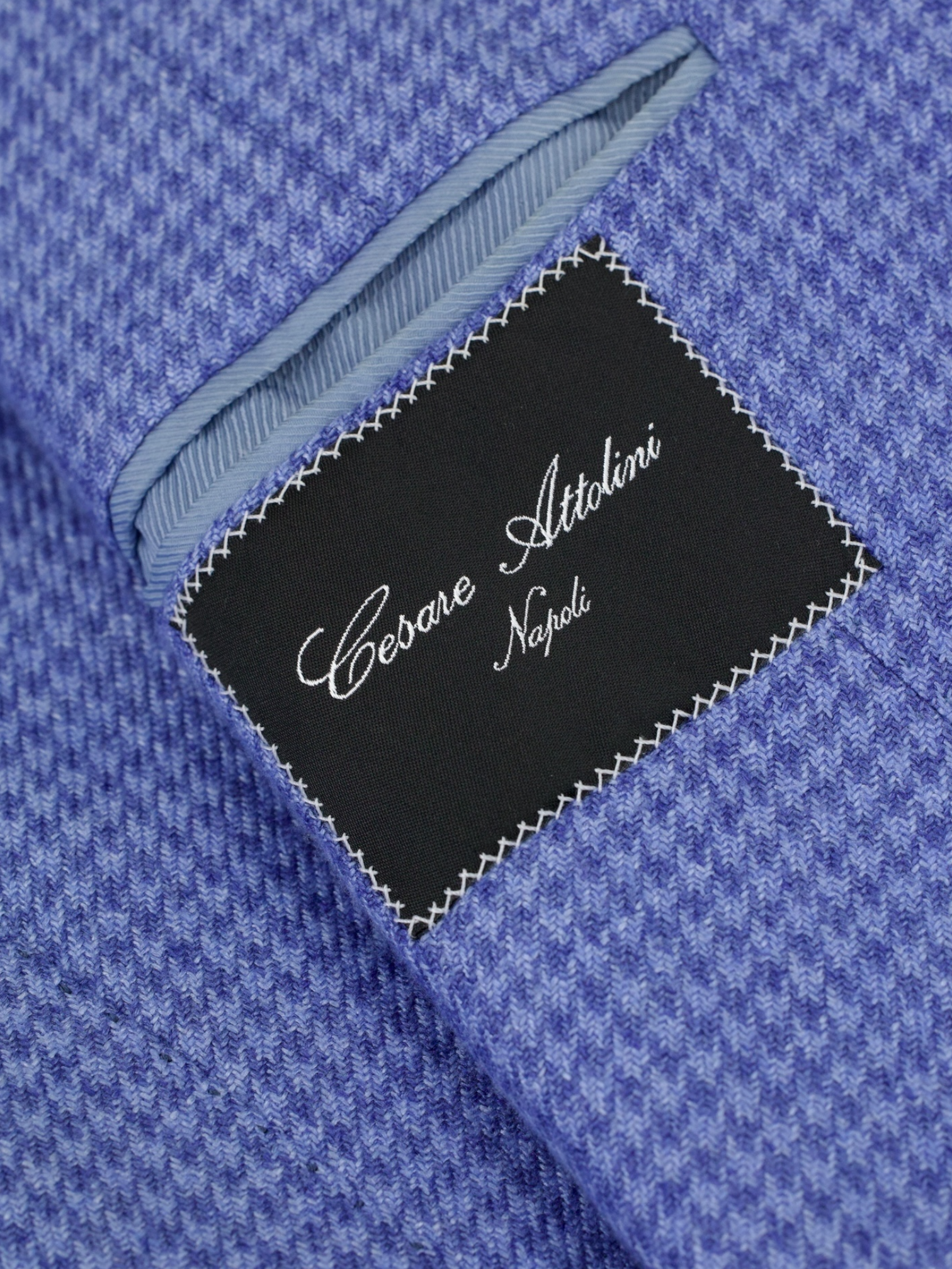 Cesare Attolini Sky Blue Silk & Cashmere Pied de Poule Jacket
