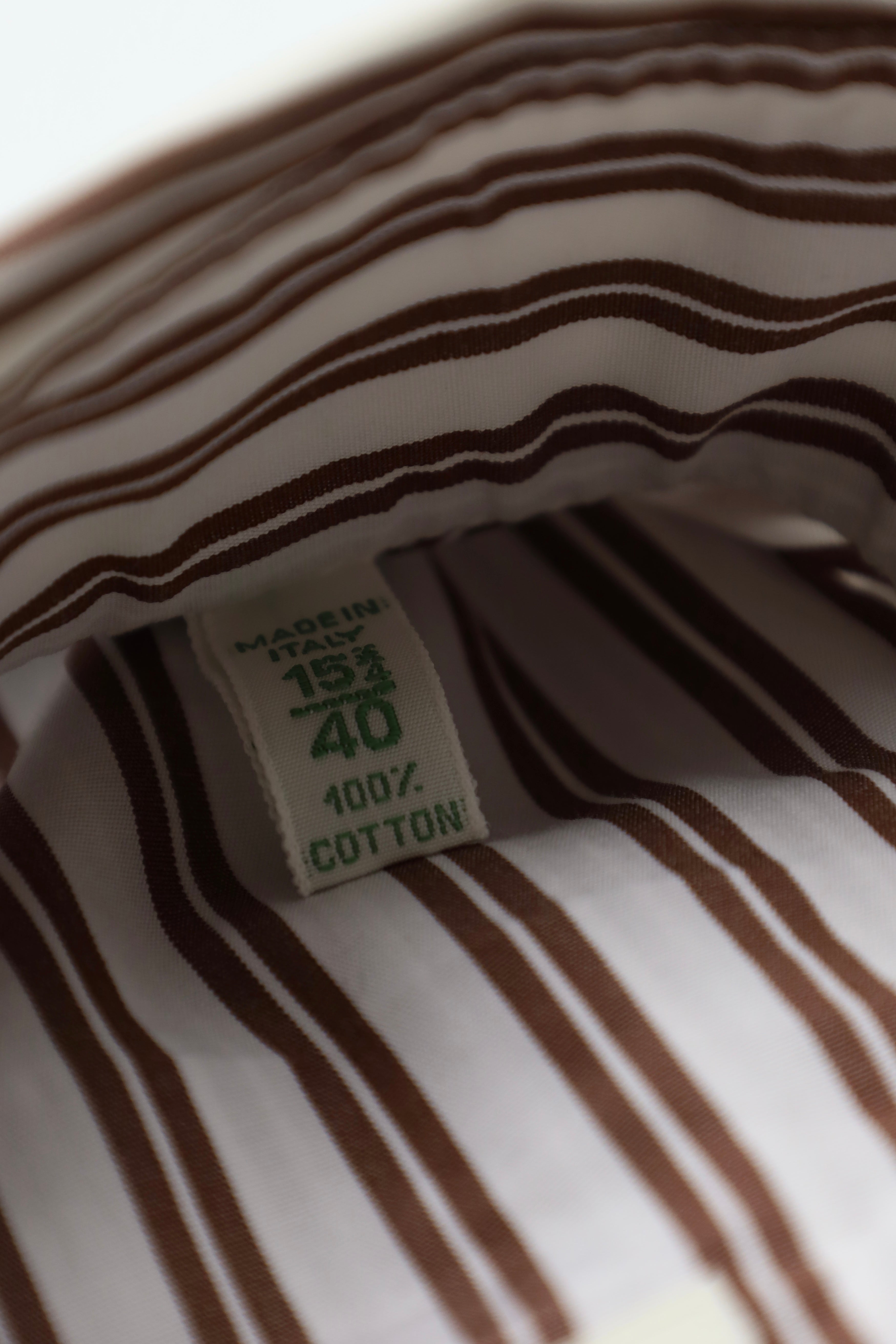 Luigi Borrelli White & Brown Cotton Stripe Shirt