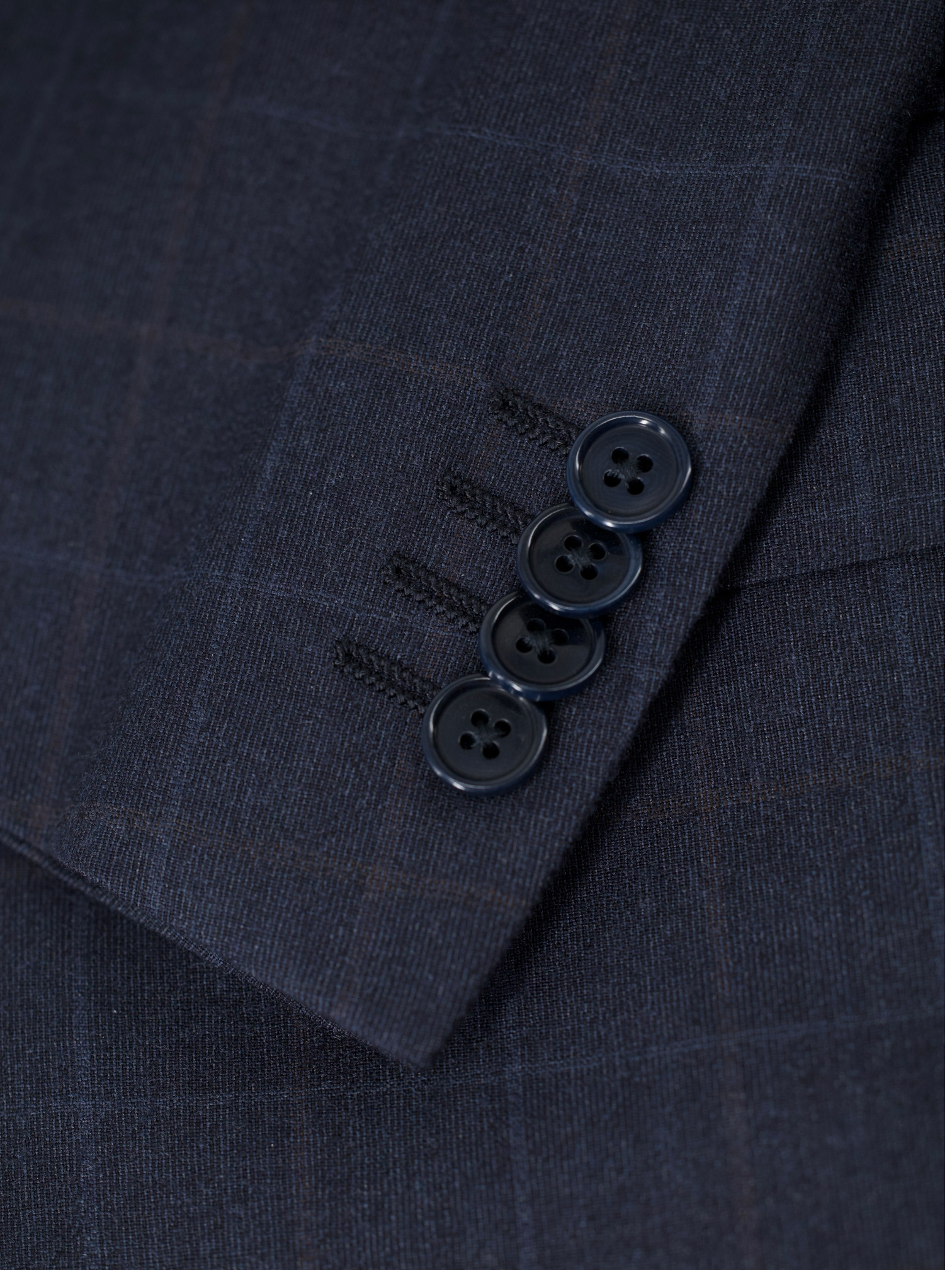 Ermenegildo Zegna Dark Blue Wool & Silk Windowpane Milano Easy Suit