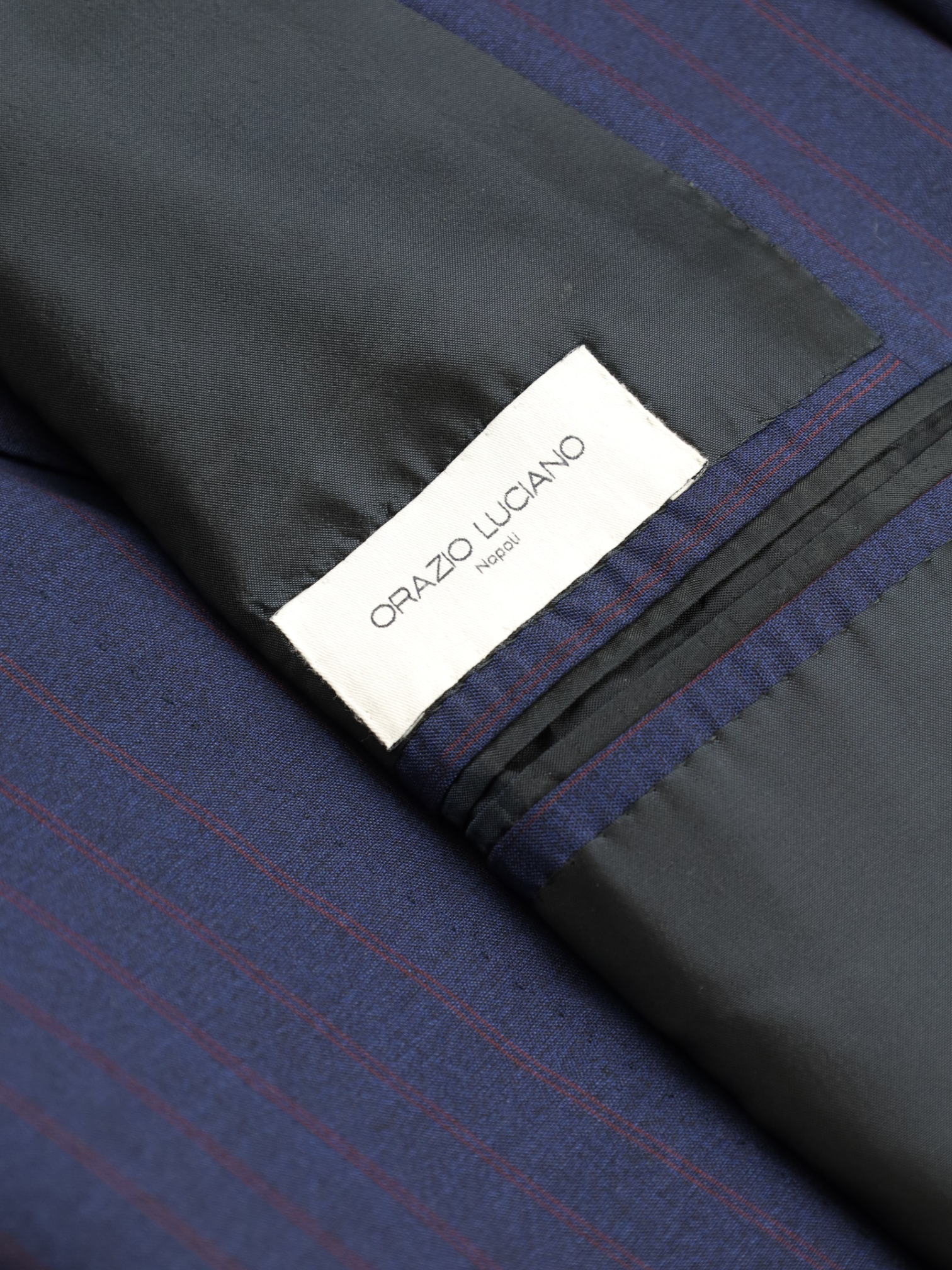 Orazio Luciano Blue & Red Double Breasted Pinstripe Suit