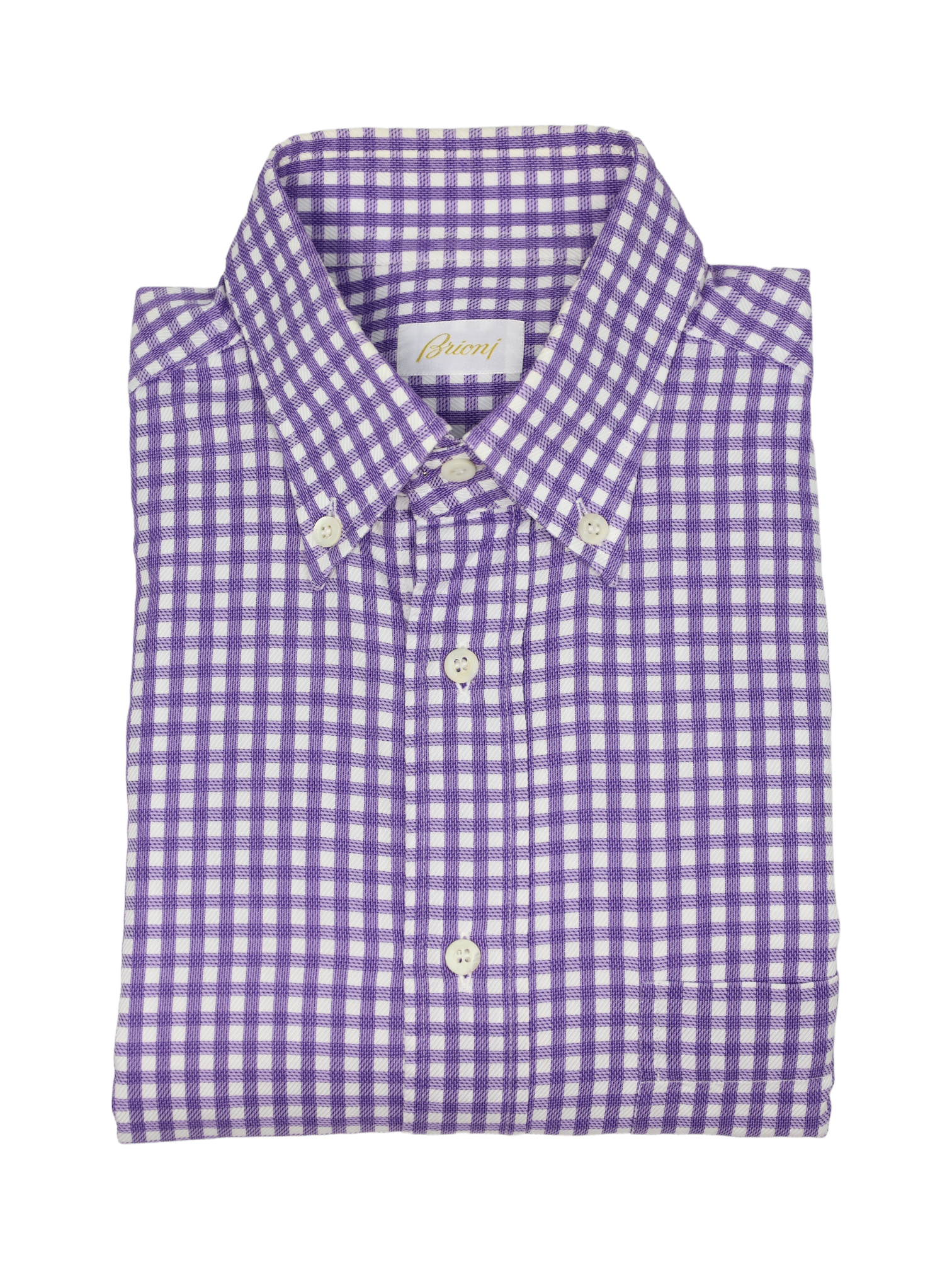 Brioni Purple Gingham Check Shirt