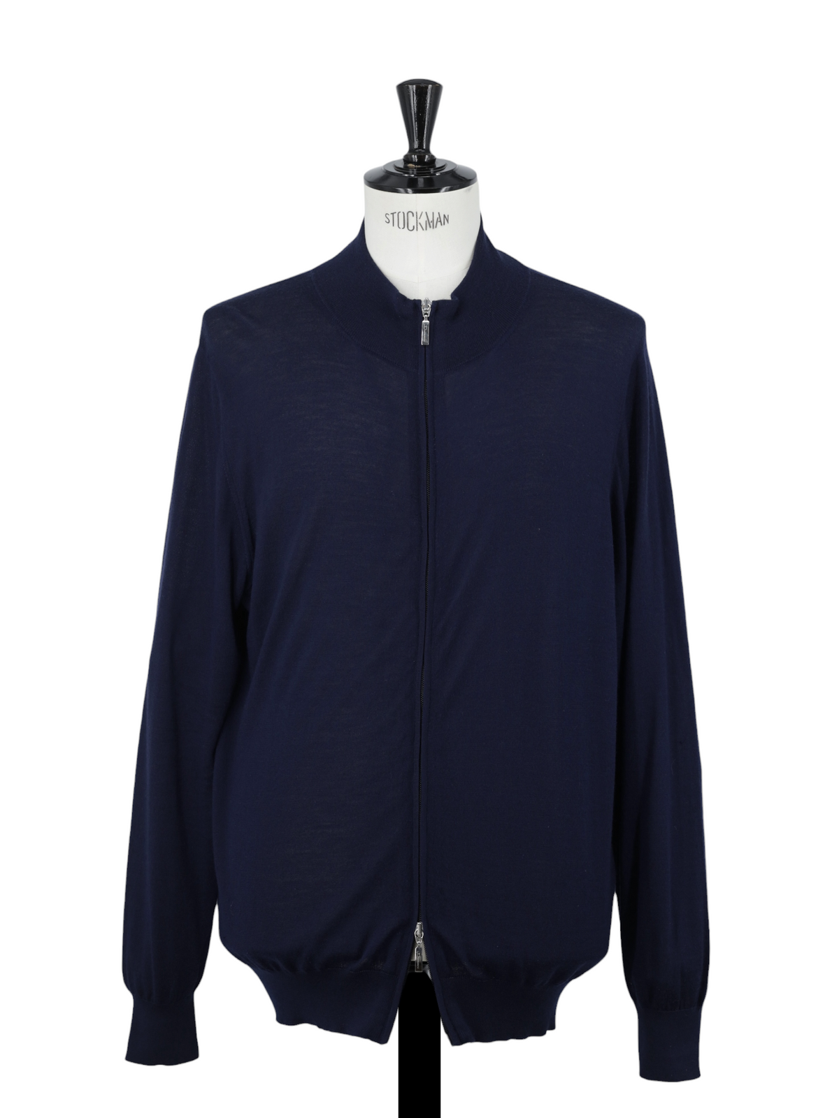 Doriani Navy Wool, Silk & Cashmere Full-Zip Cardigan