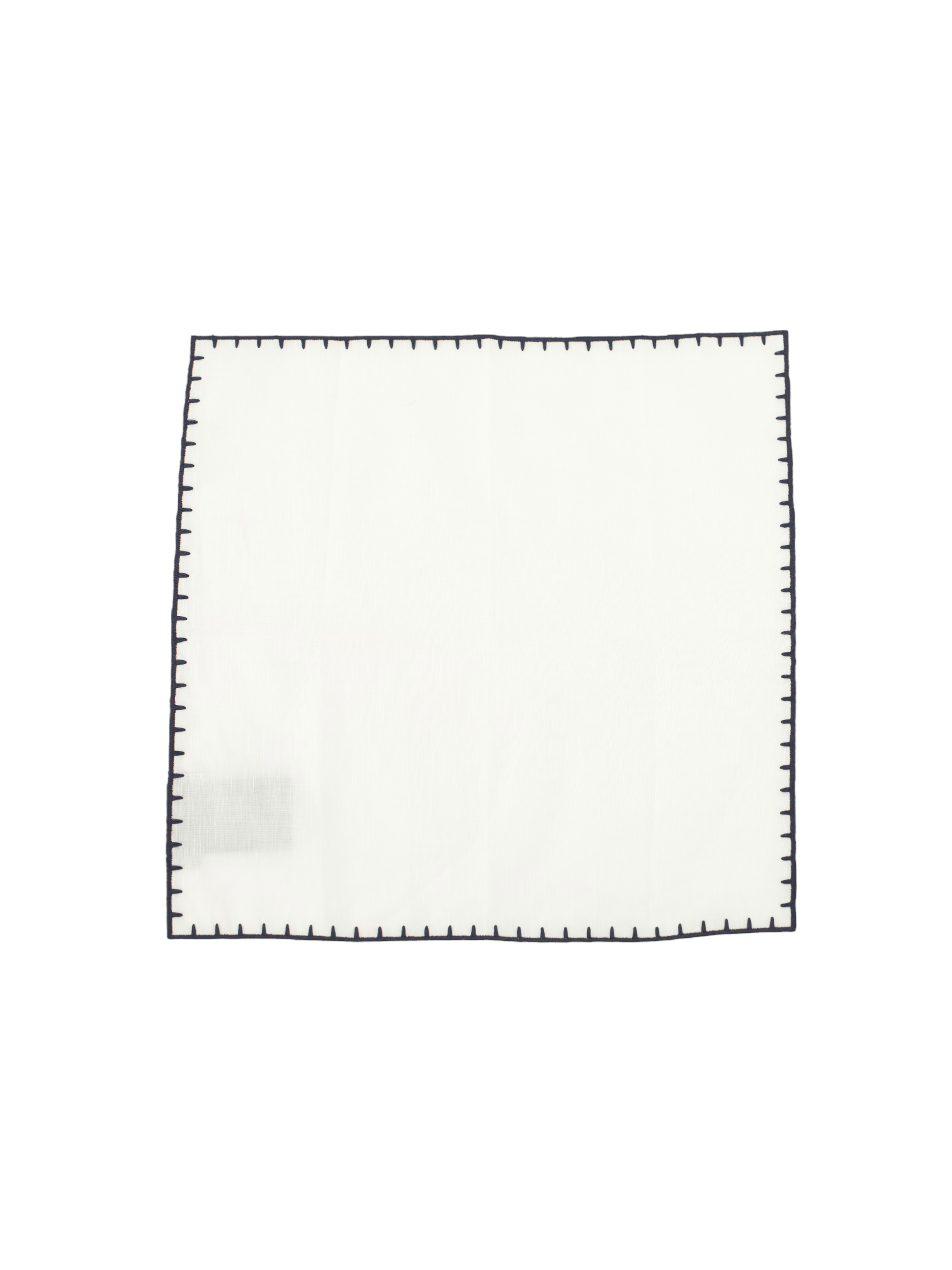 Ermenegildo Zegna White & Navy Linen & Cotton Handrolled Pocket Square