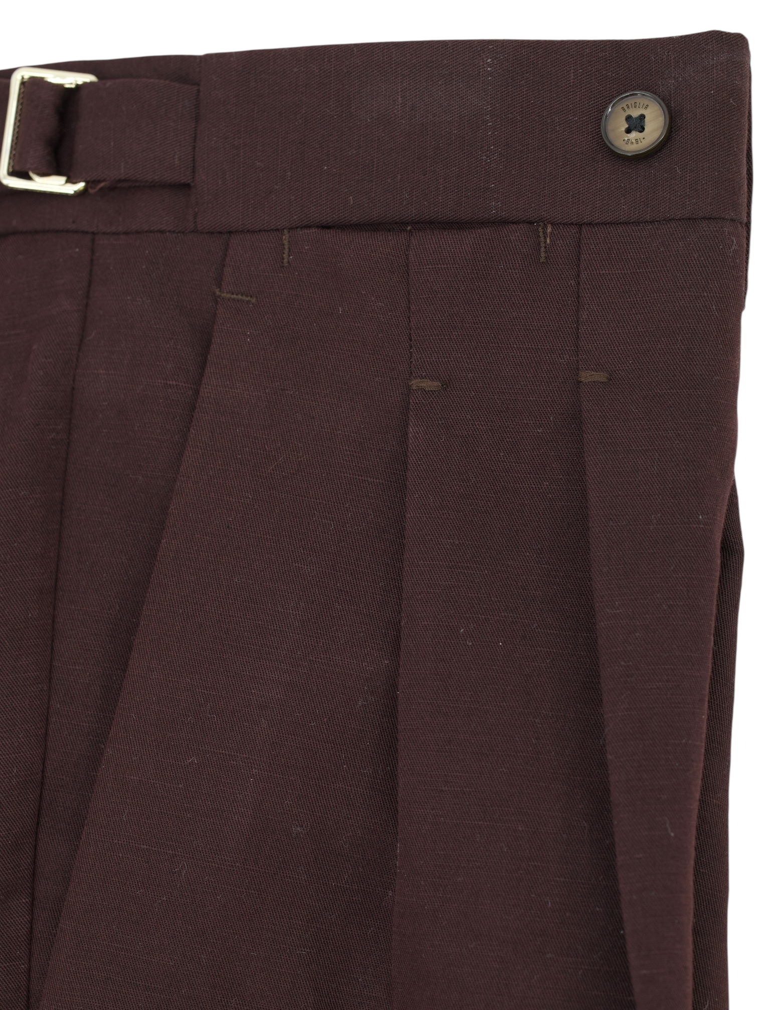 Briglia Chocolate Brown Pure-Linen Double Pleated Sartorial Shorts