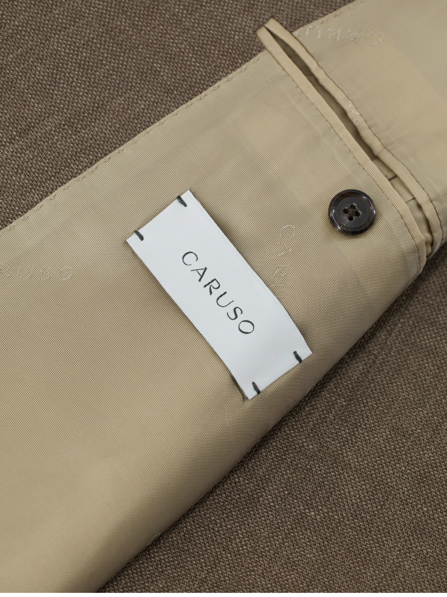 Caruso Light Brown Wool, Linen & Silk Micro-Pattern Tosca Jacket
