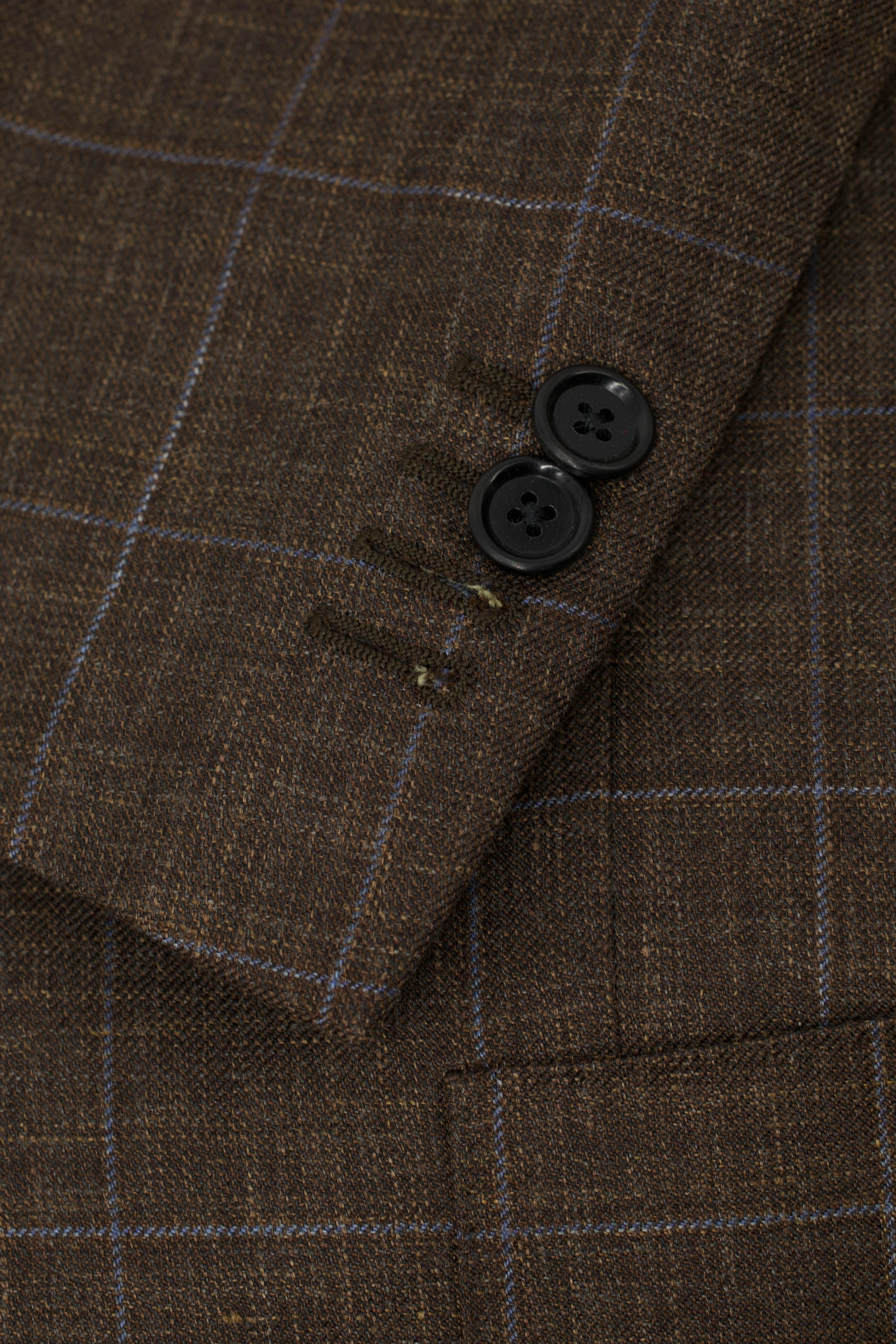 Caruso Brown Wool, Silk & Linen "Summertime" Windowpane Jacket