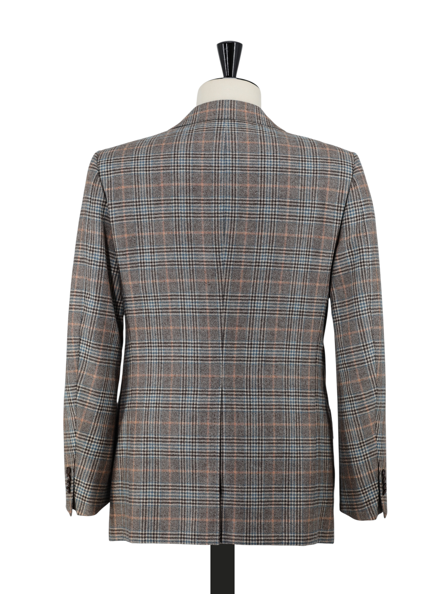 Cesare Attolini Light Brown & Petrol Blue Wool, Cashmere & Silk Tartan Checkered Jacket