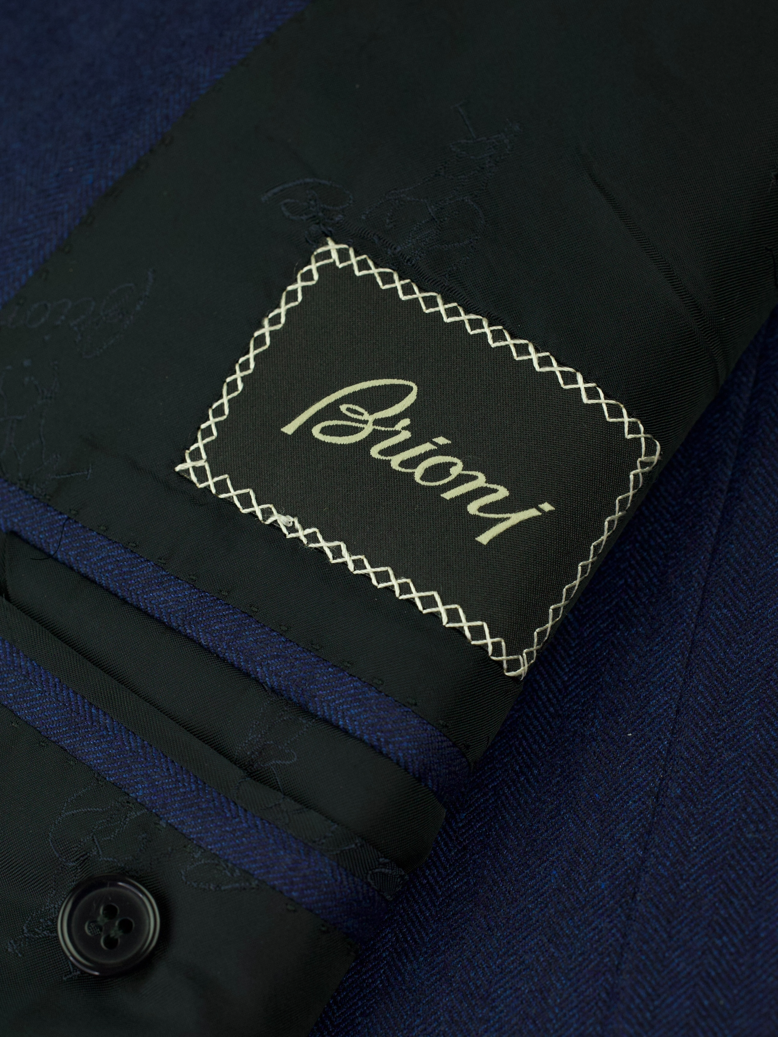 Brioni Royal Blue Cashmere & Silk Herringbone Parlamento Jacket